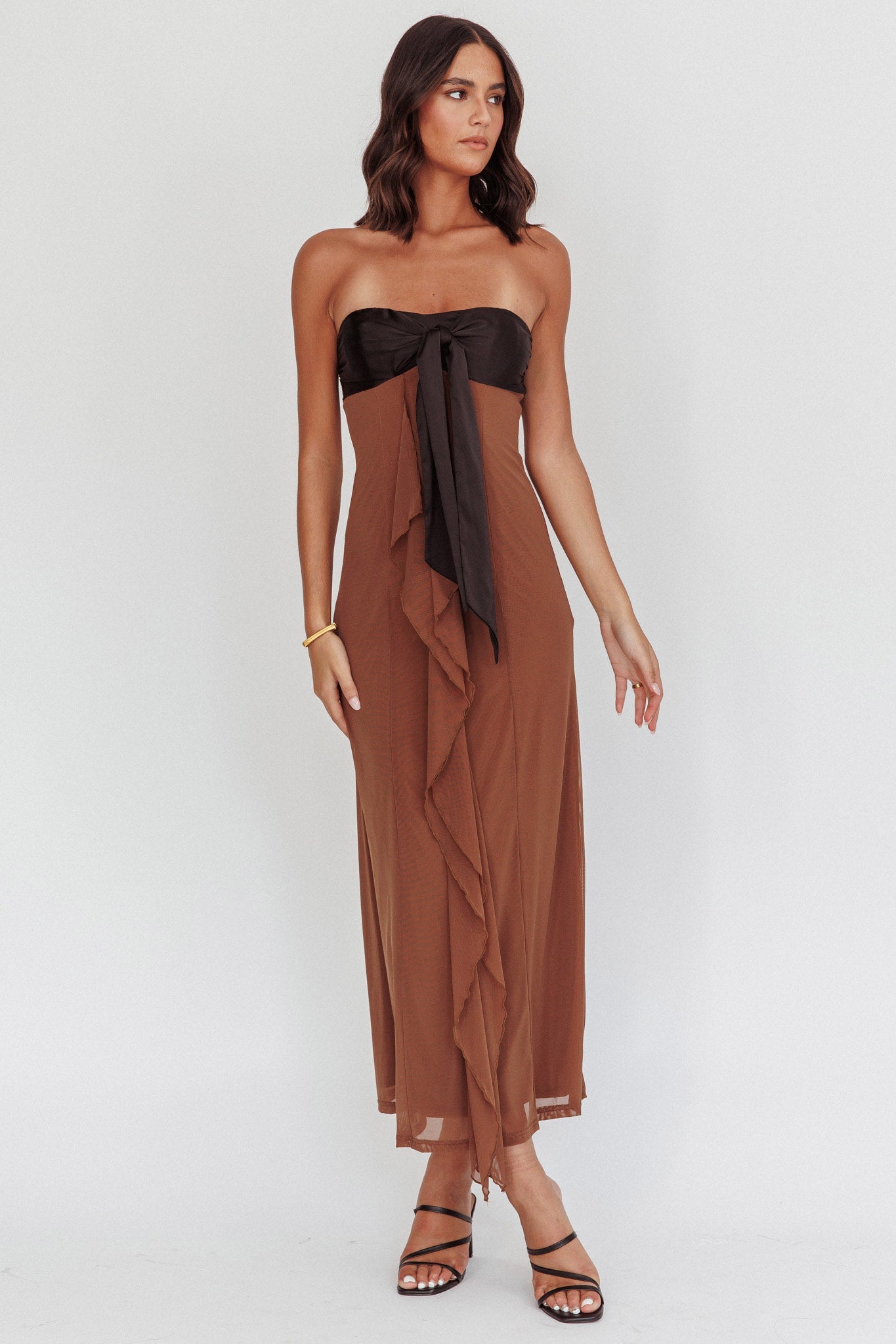 Keep Her Wild Strapless Tied Bust Dress Cedar