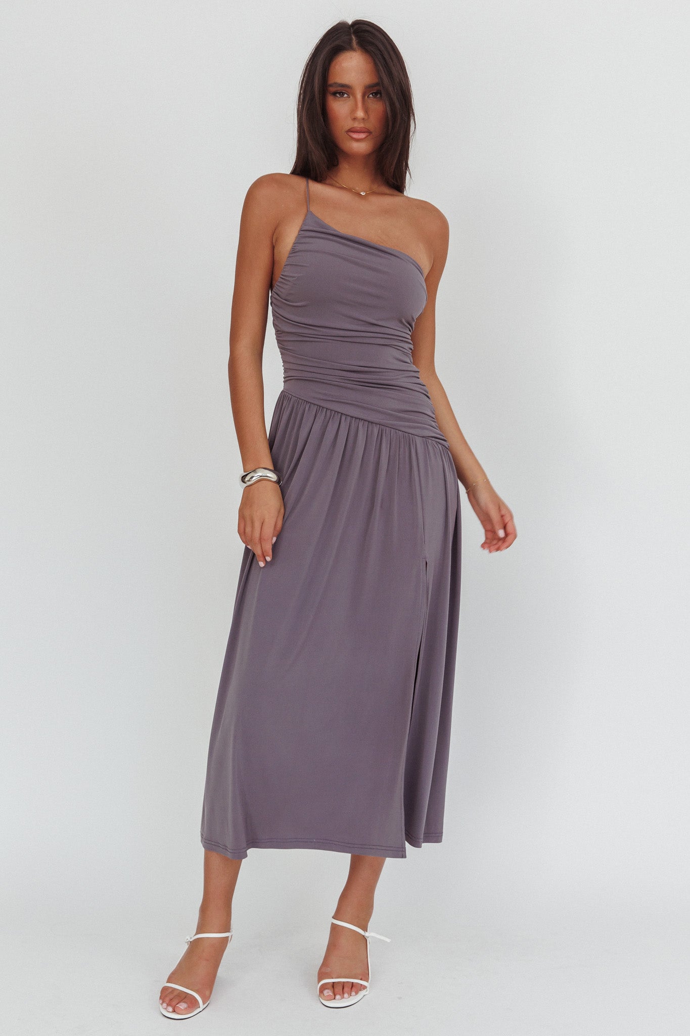 Destination One-Shoulder Maxi Dress Taupe