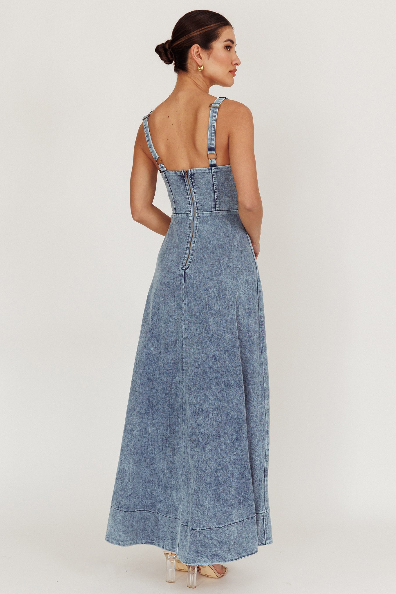 Talissa A-Line Maxi Denim Dress Blue