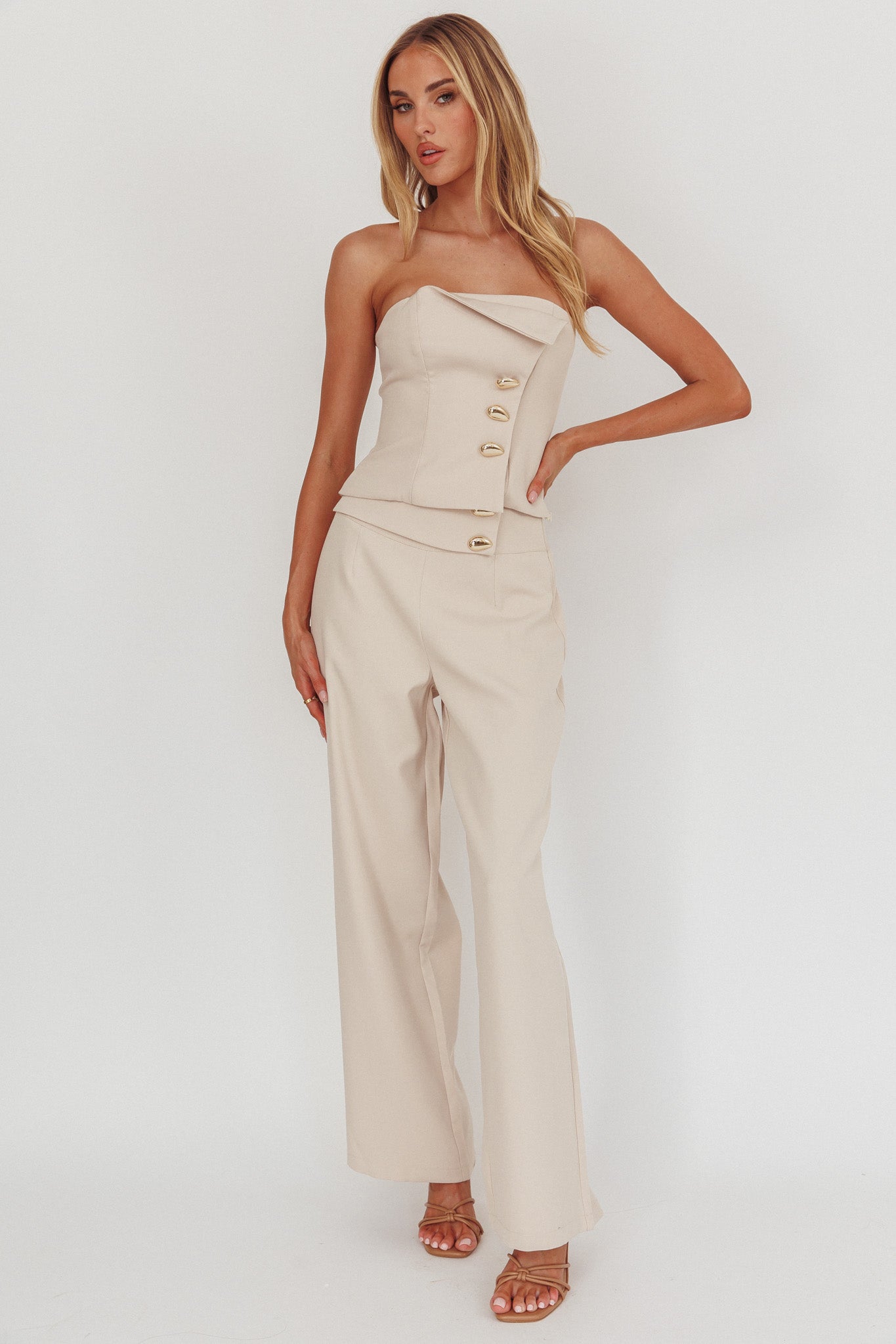 Ishani Hardware Decoration Pants Beige