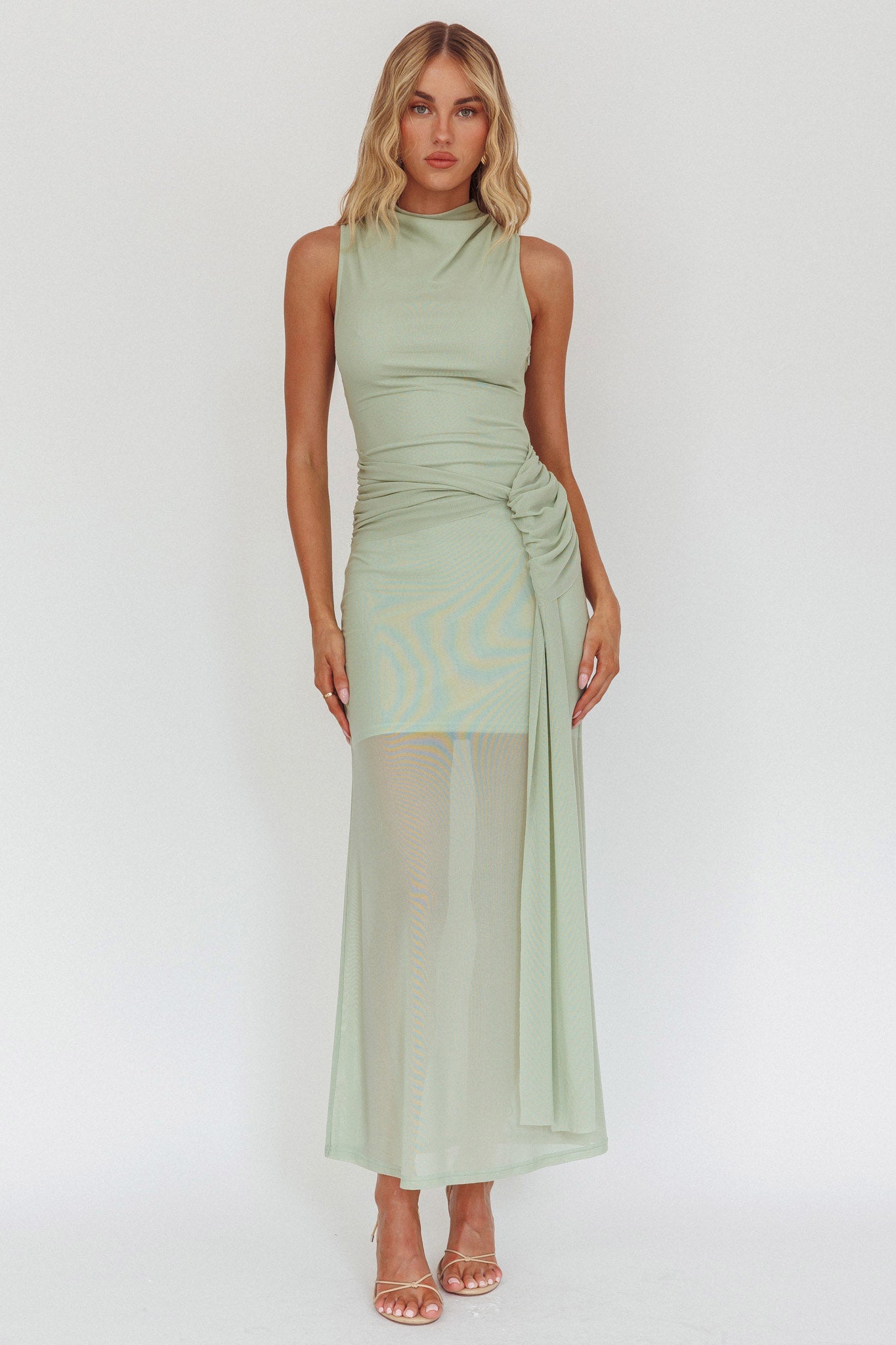 Girl's Night Waist Sash Maxi Dress Sage