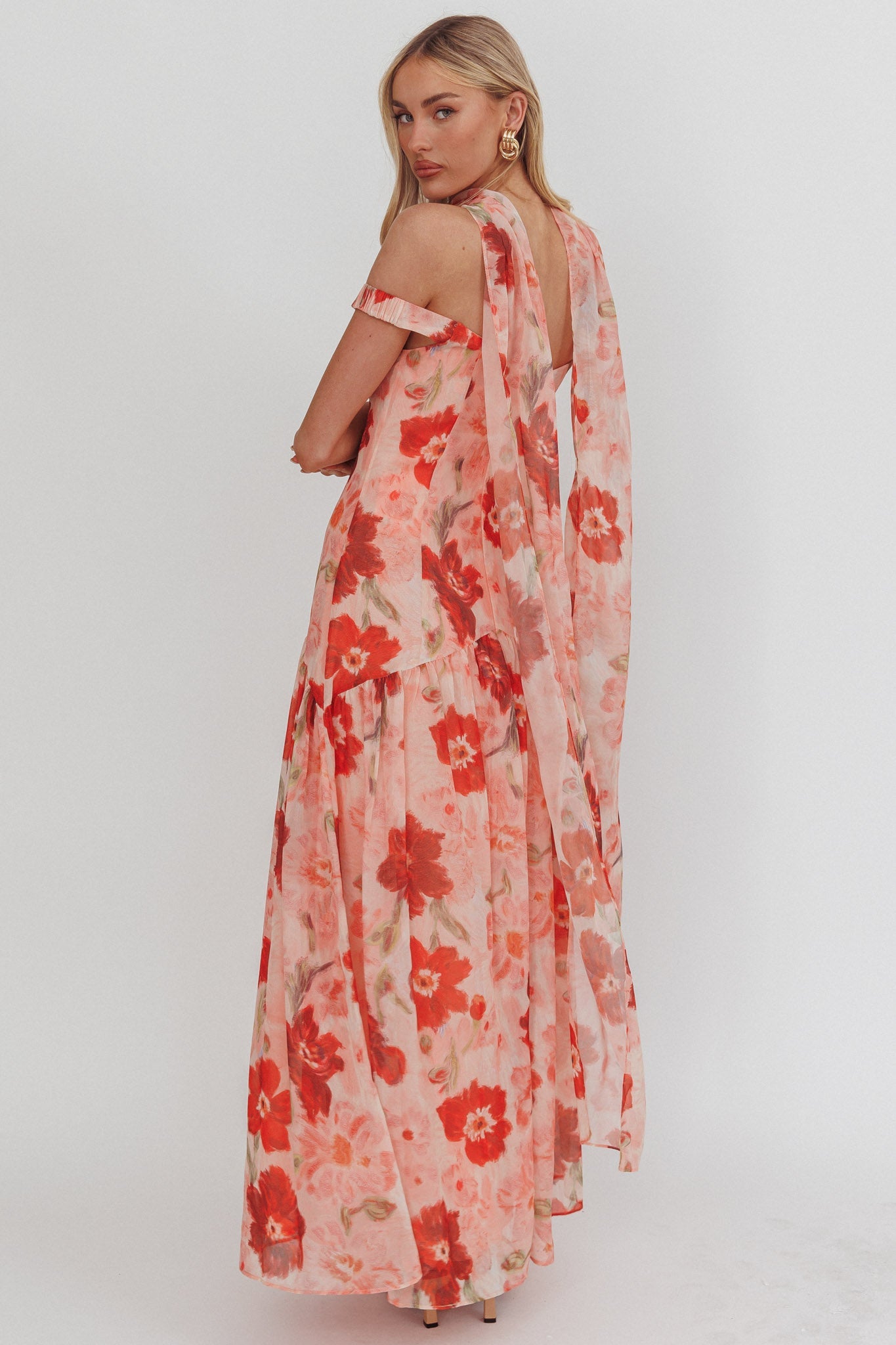 Kaycee Drop Waist Maxi Dress Floral Red
