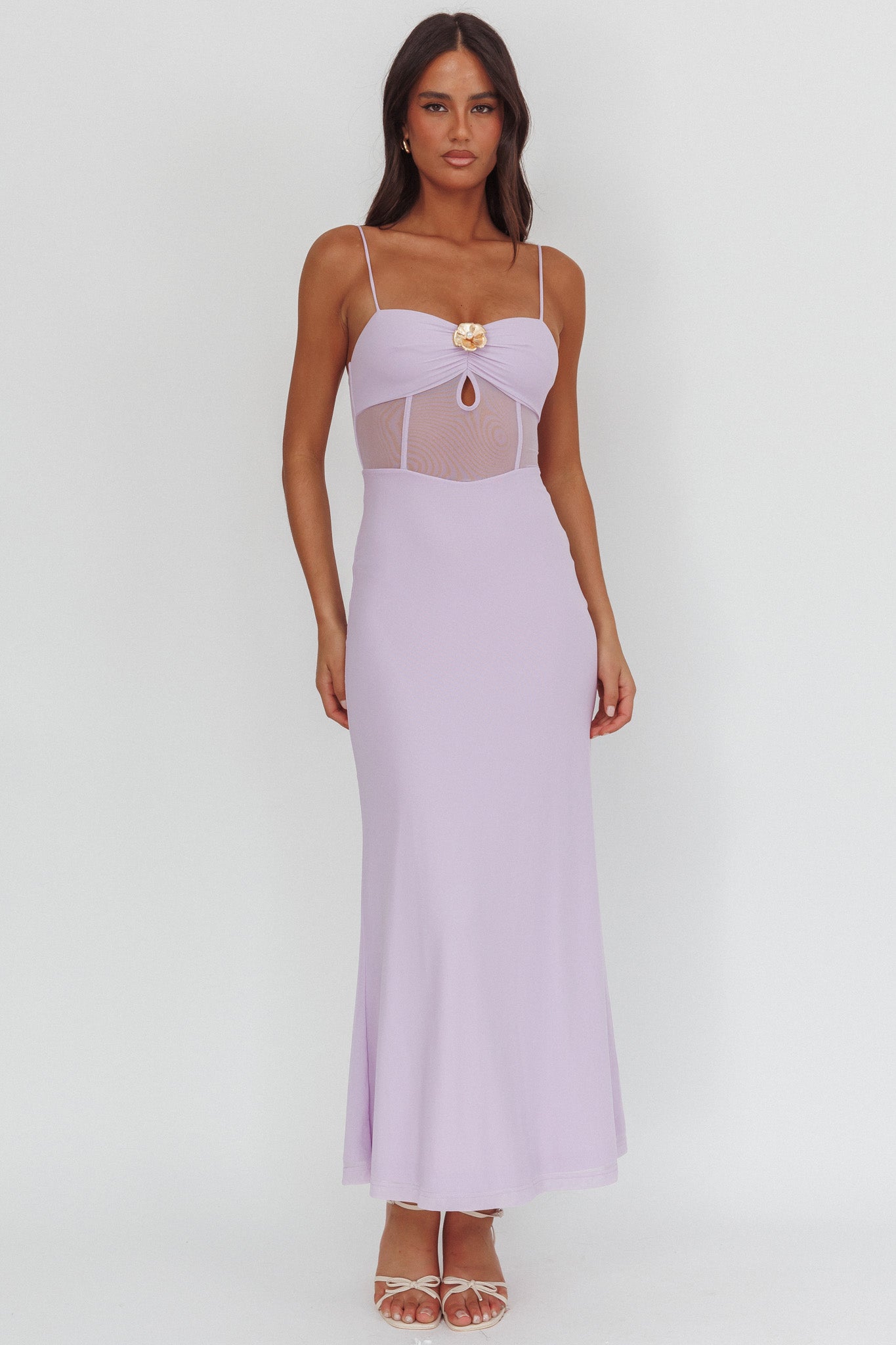 Such A Libra Sheer Bodice Maxi Dress Lilac