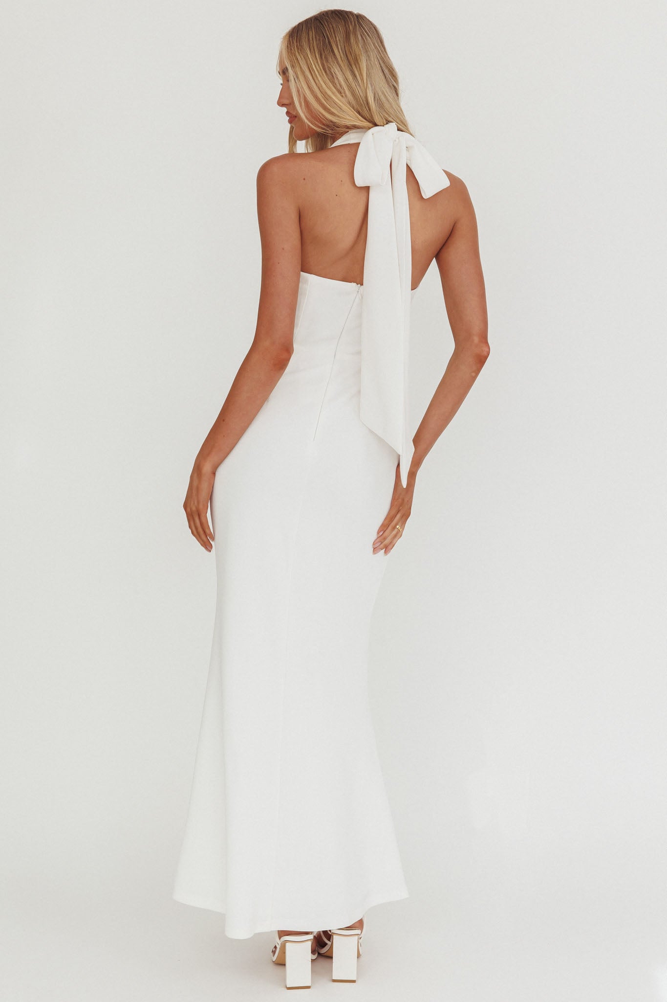 Shellie Square Neckline Halter Maxi Dress White