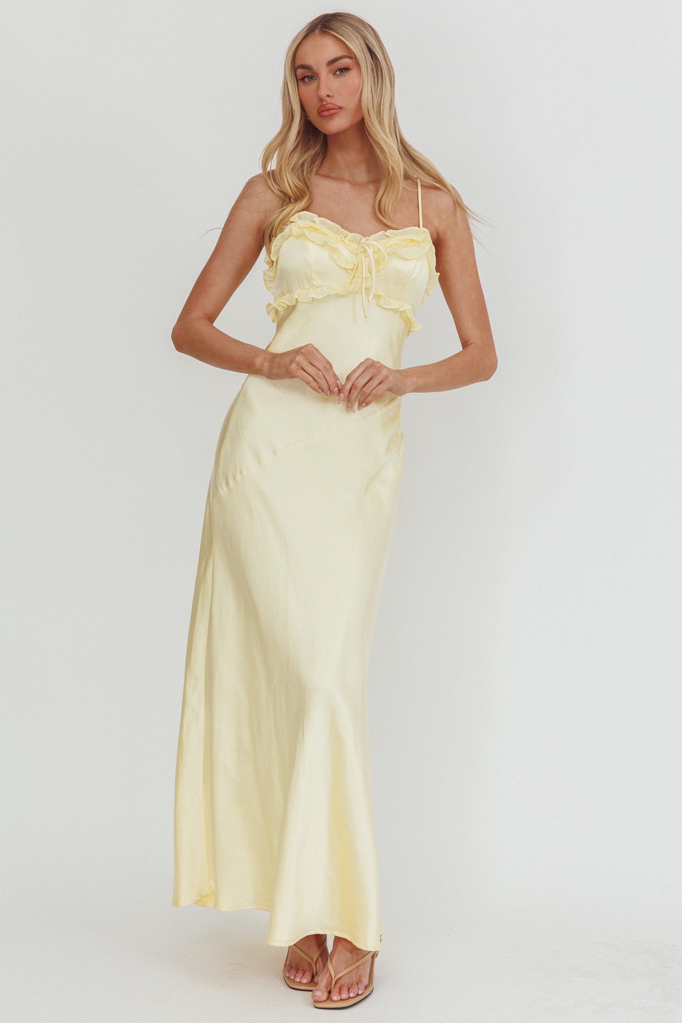 Caryn Frill Trim Maxi Dress Butter