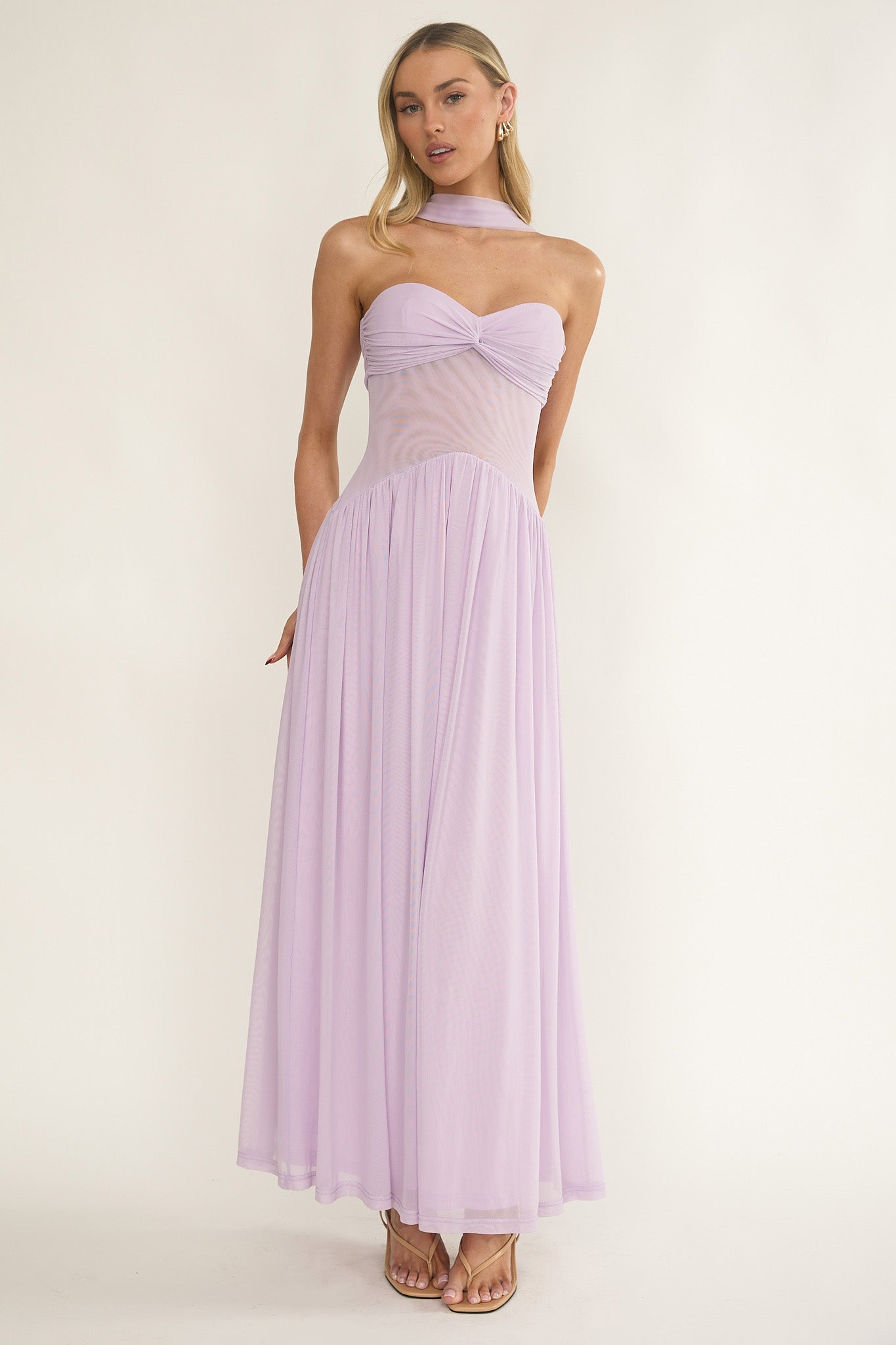 Annita Sheer Waist Maxi Dress Lilac