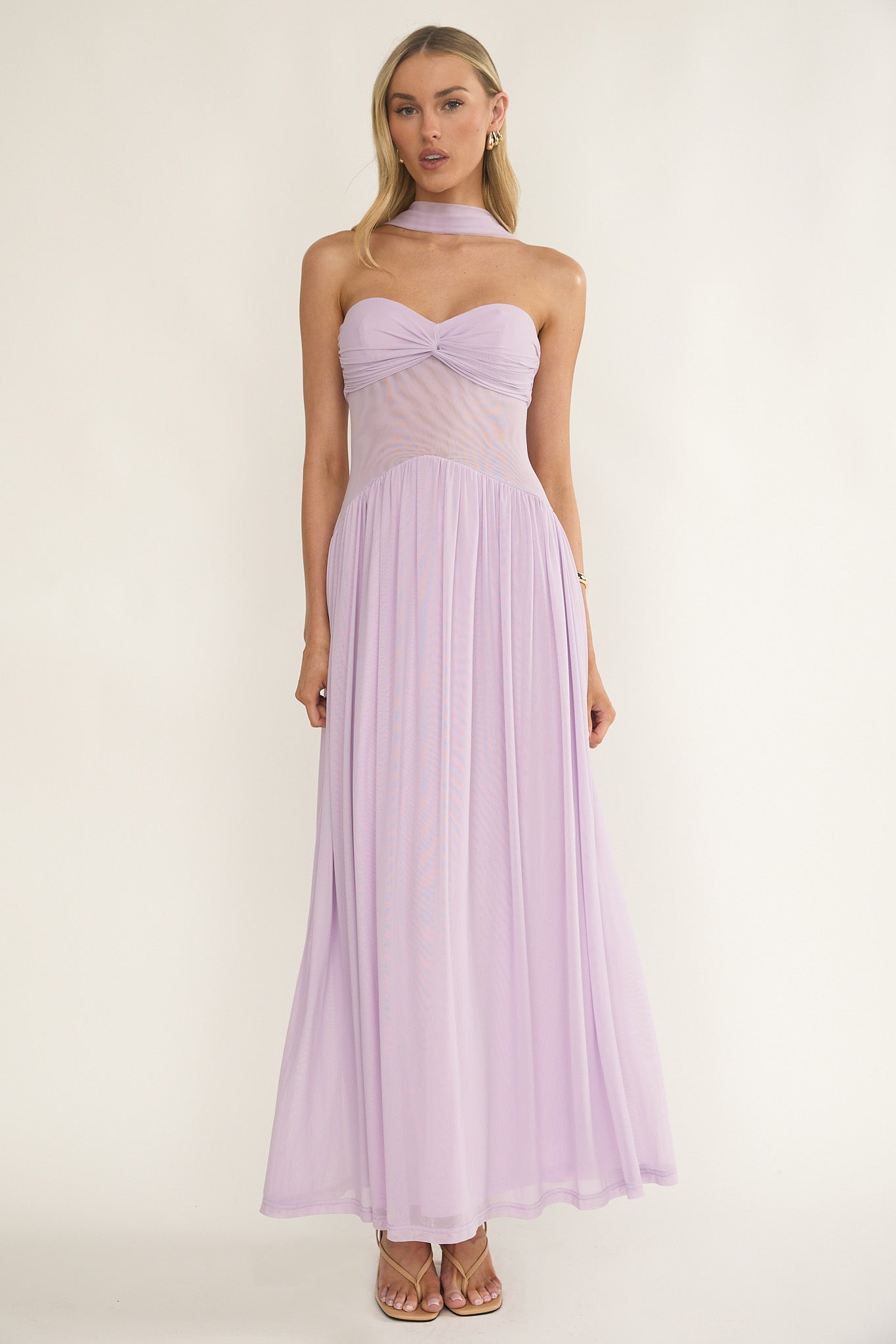 Annita Sheer Waist Maxi Dress Lilac