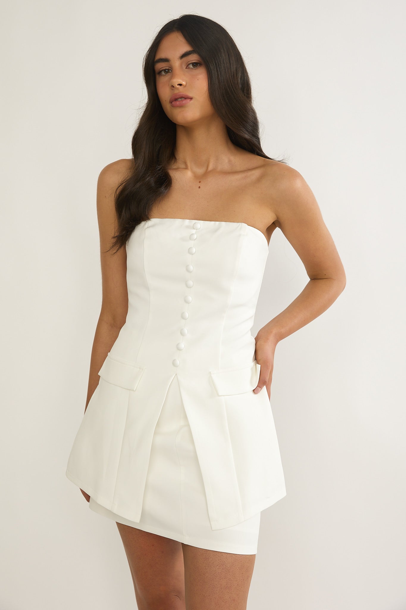 Ilara Strapless Longline Top White
