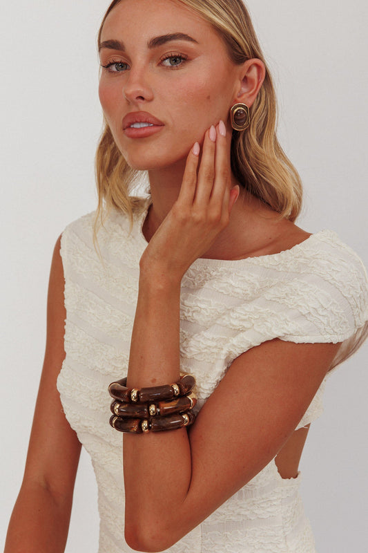 Zena Resin Bracelets Gold/Chocolate