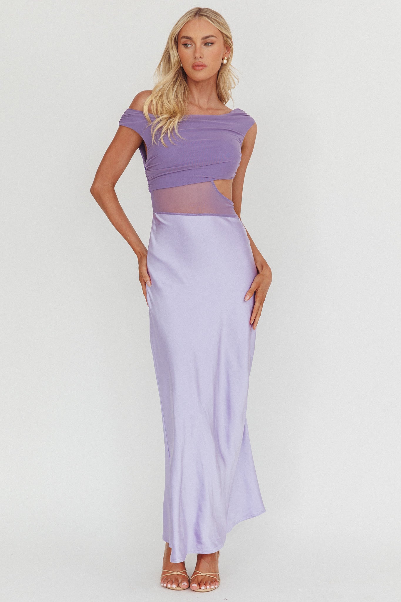In Blooms Mesh Bodice Maxi Dress Lilac