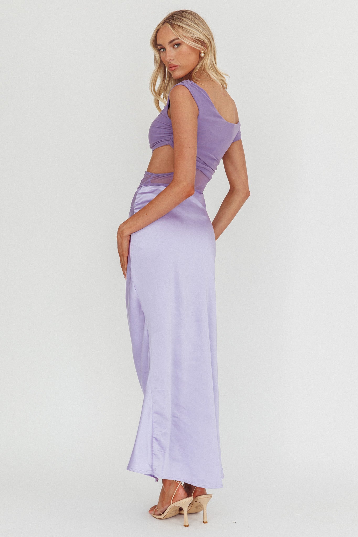 In Blooms Mesh Bodice Maxi Dress Lilac