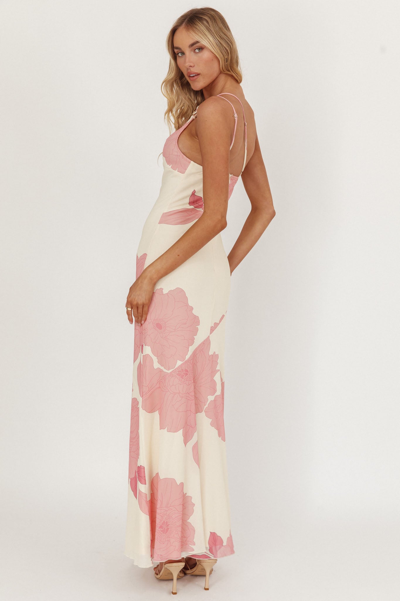 We Belong Together One-Shoulder Maxi Dress Floral Pink