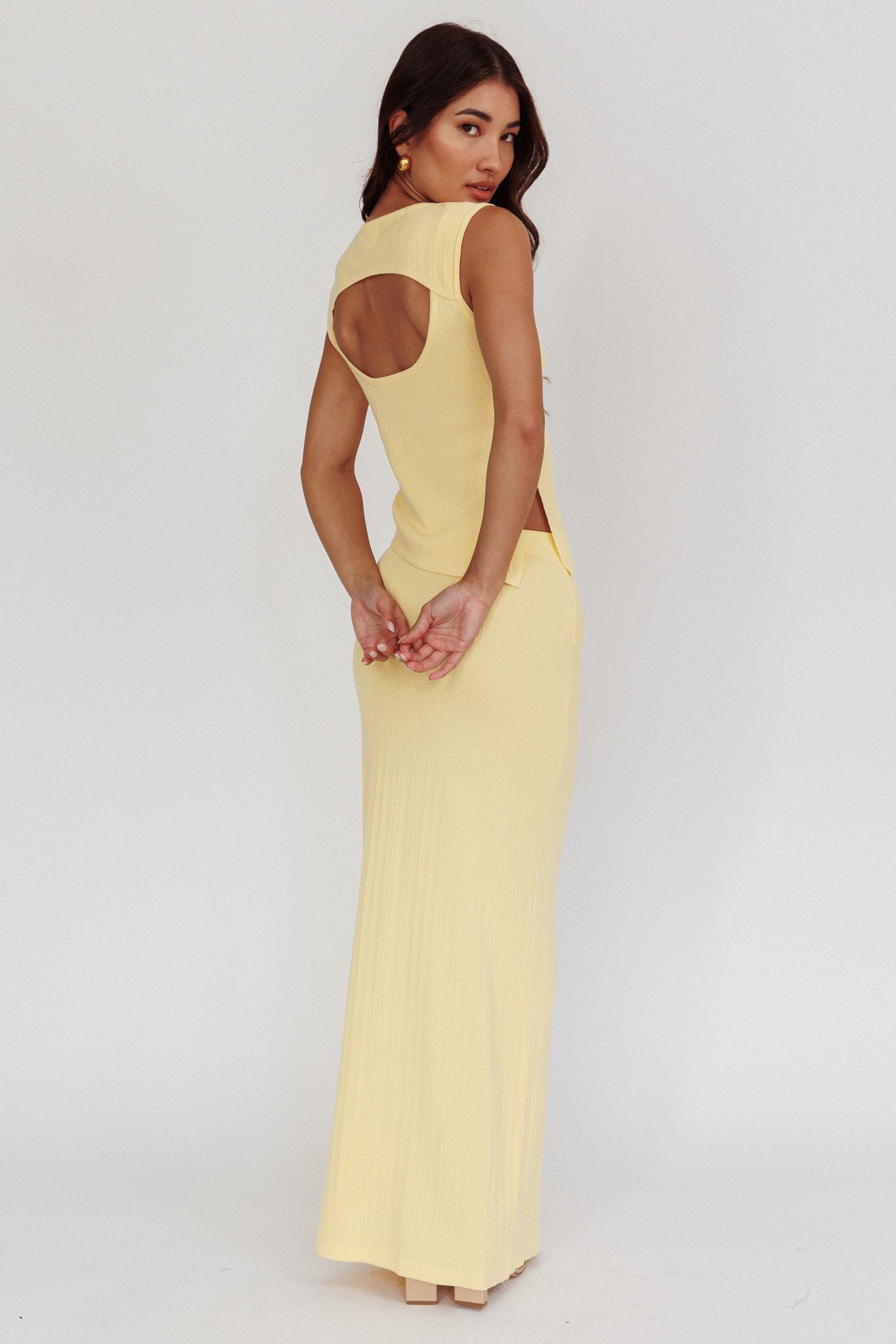 Rossana Ribbed Maxi Skirt Butter
