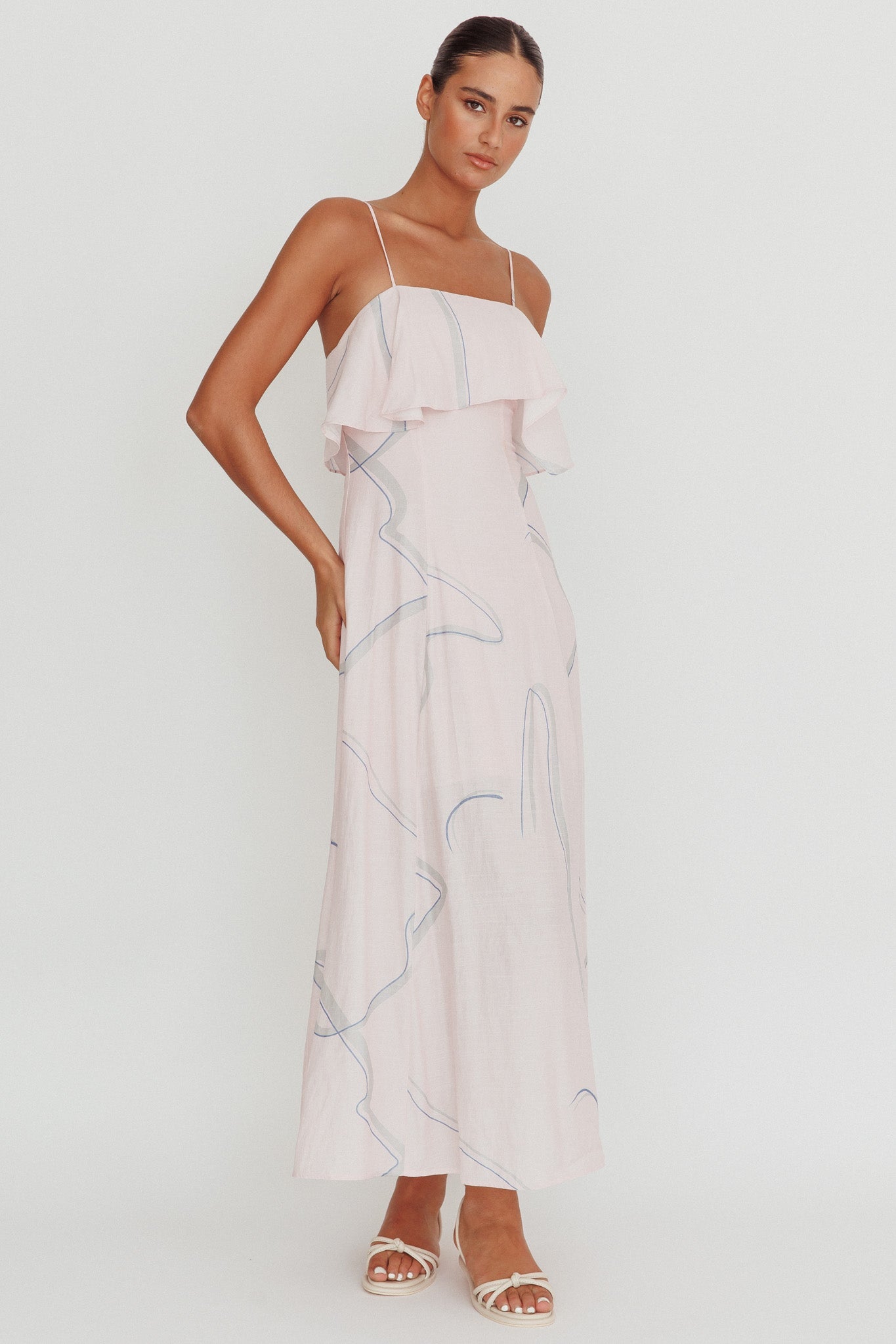 Cressida Line Ruffle Maxi Dress Pink