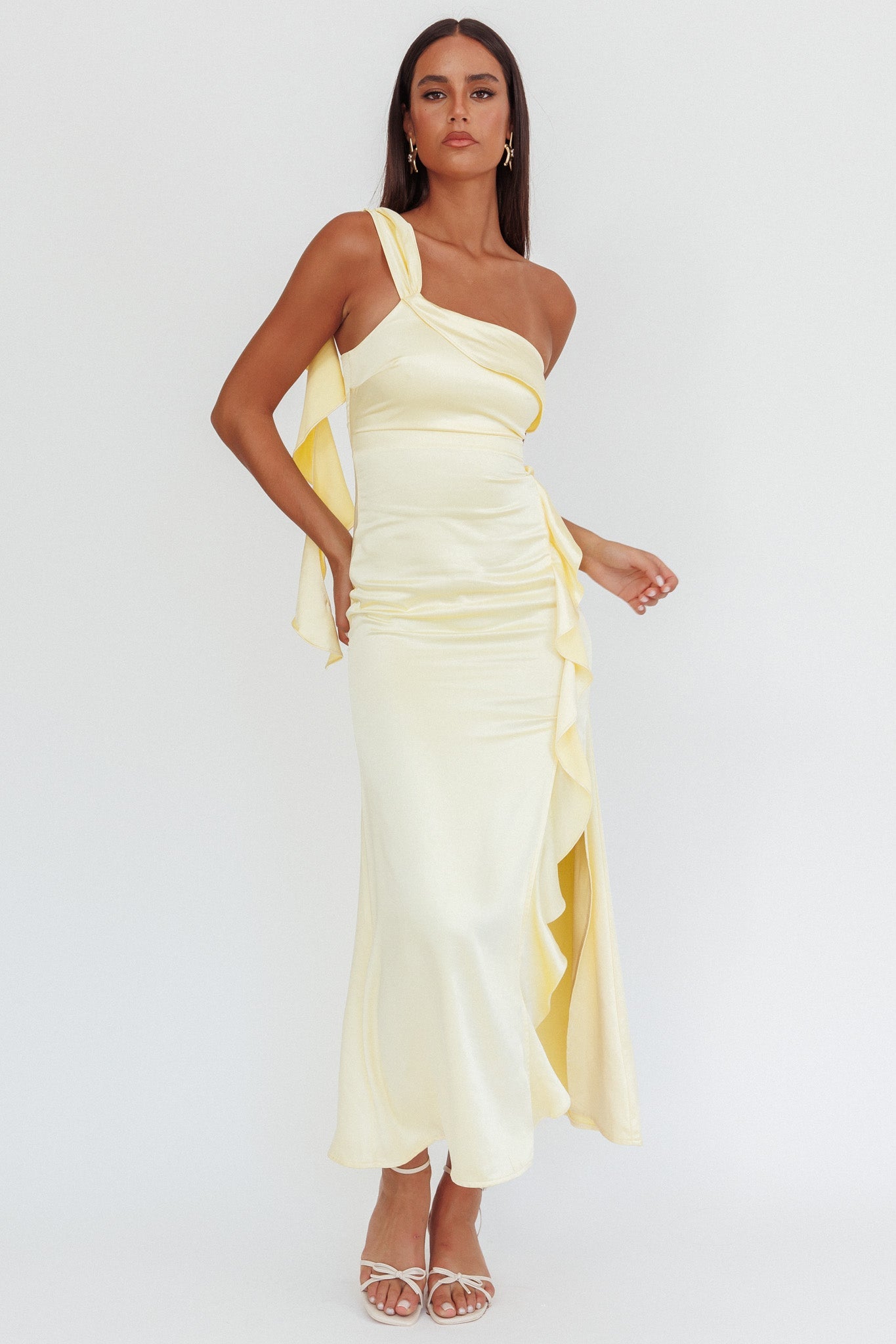 Carmel One-Shoulder Split Maxi Dress Butter