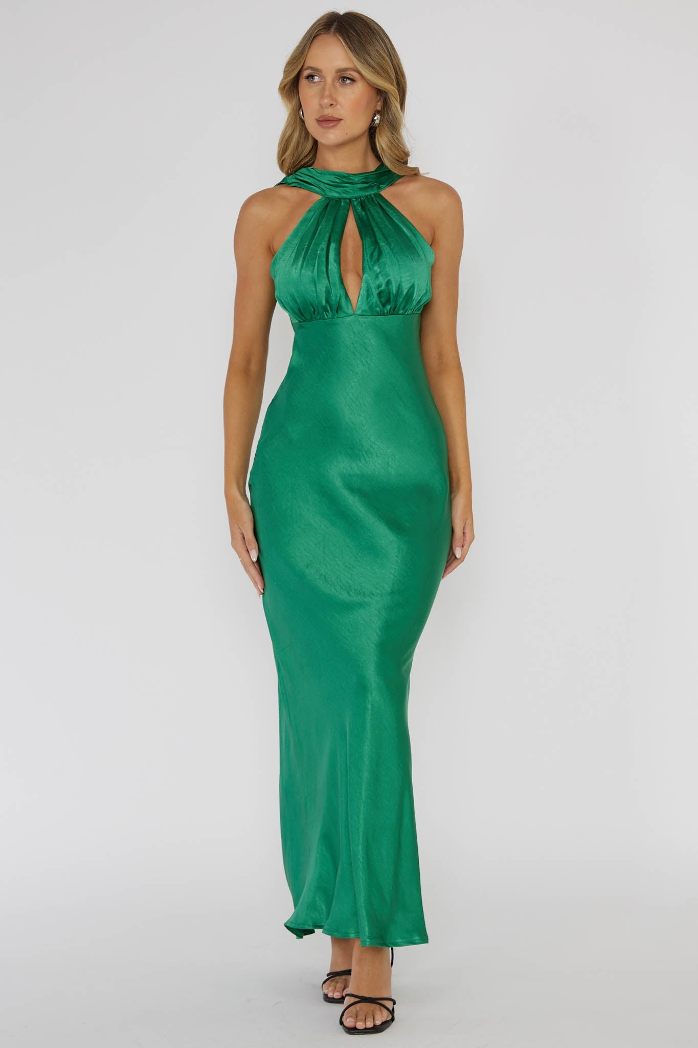 Starry Nights Cowl Back Maxi Dress Forest Green