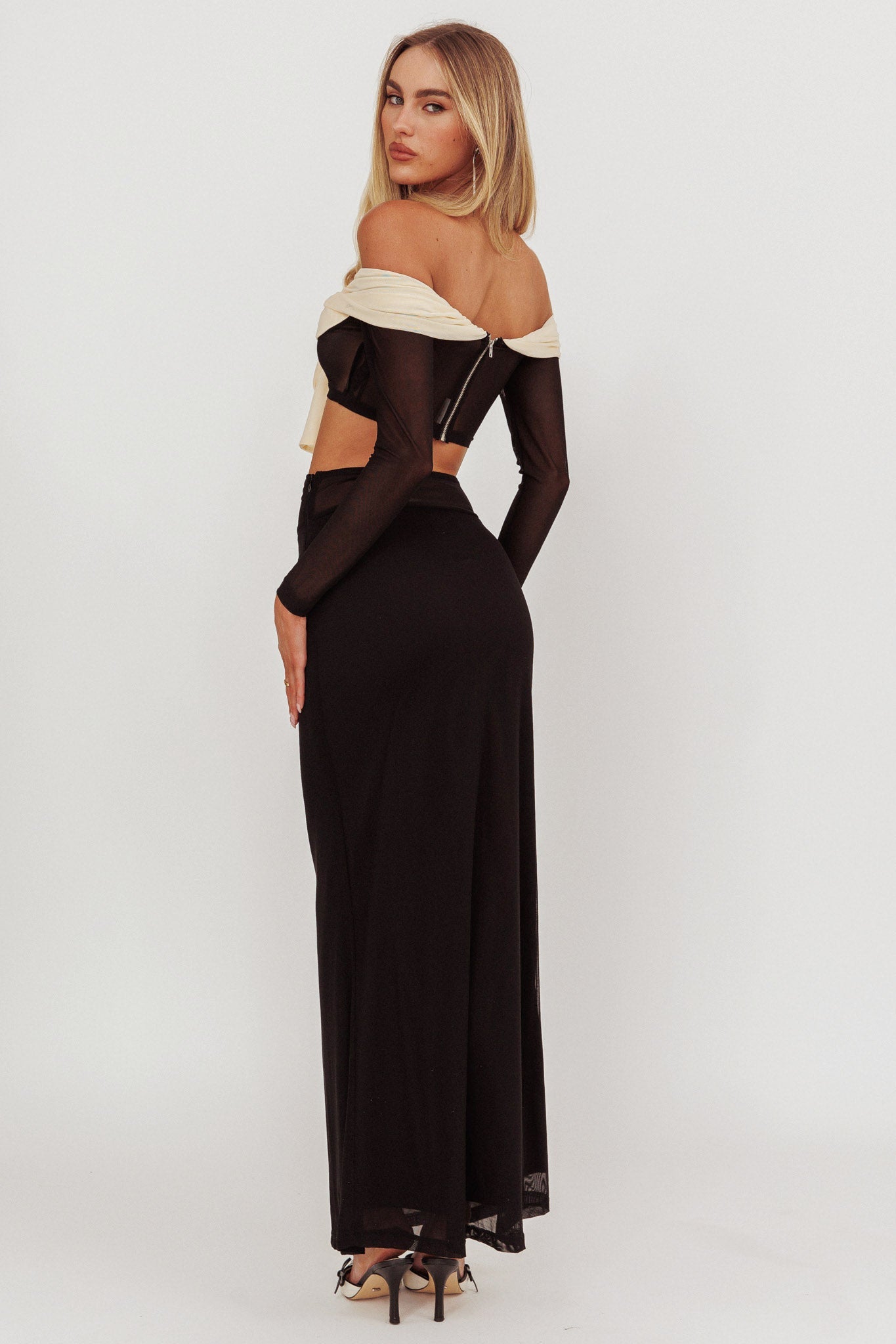 Perfect Worlds Mesh Maxi Skirt Black