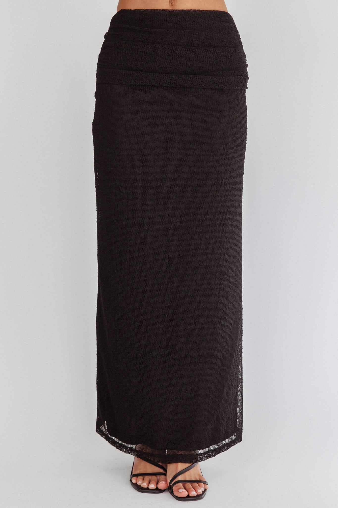 Alivya Ruched Side Maxi Skirt Black