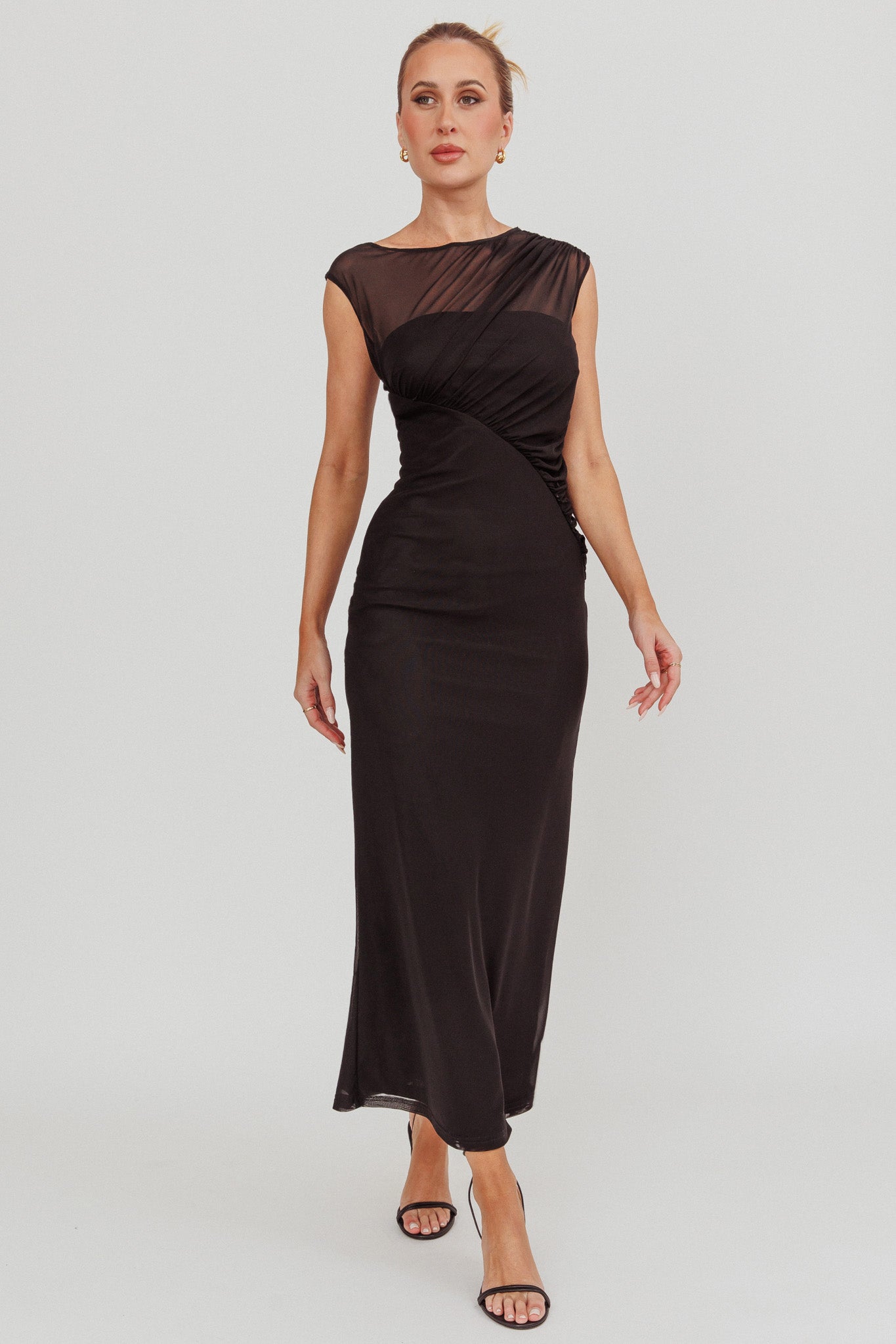 Passion Mesh Sleeveless Maxi Dress Black