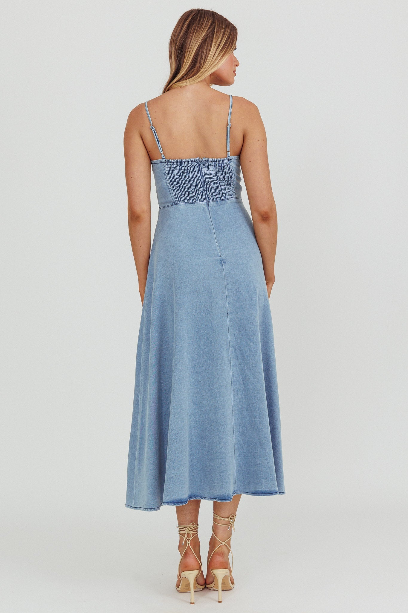 Comet A-Line Midi Dress Light Denim