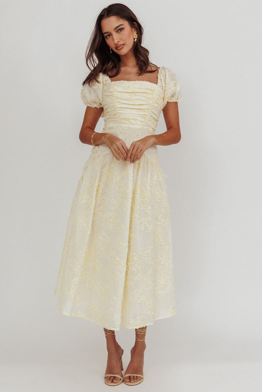 Telma Puff Sleeves Midi Dress Butter