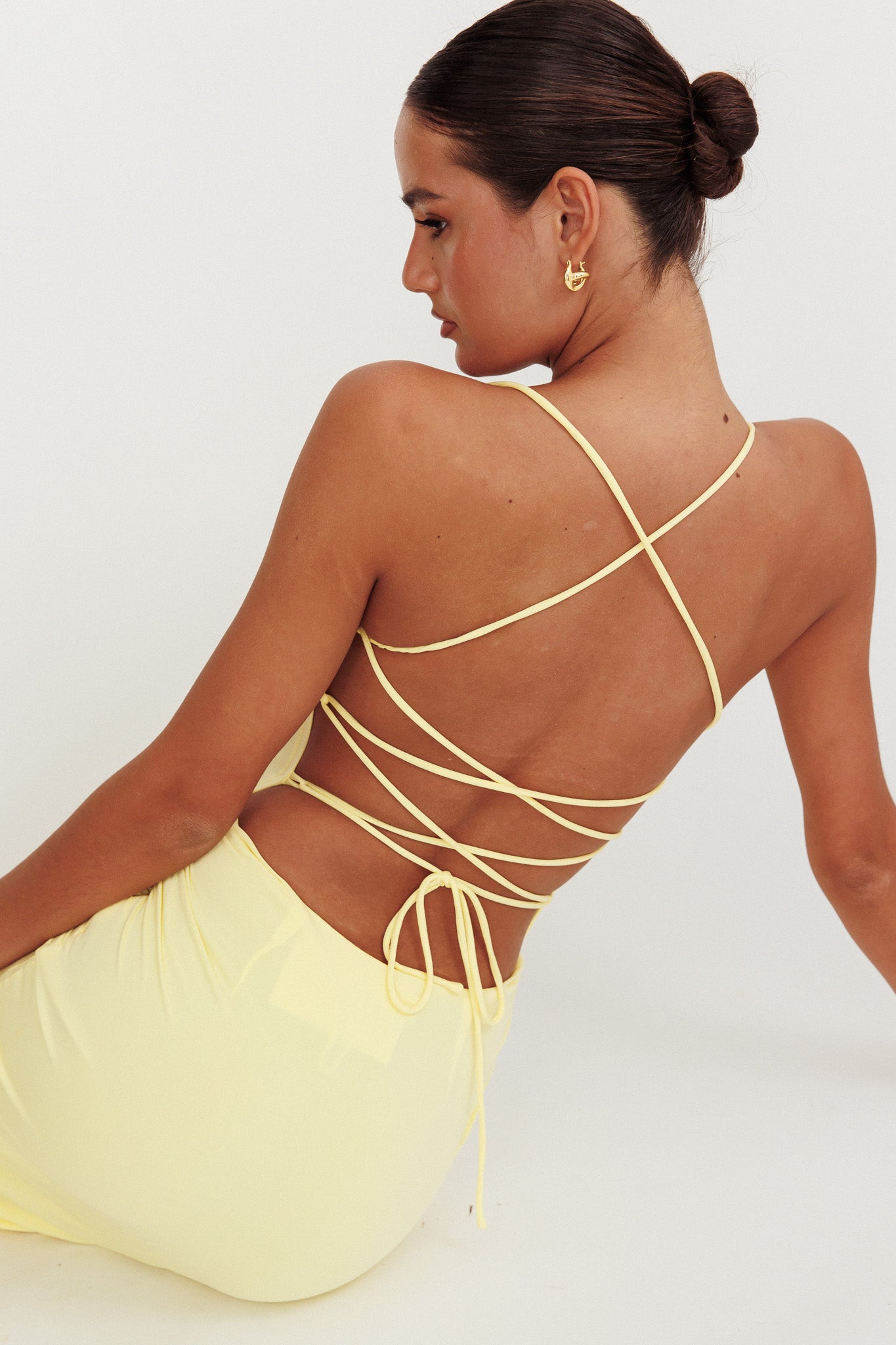 Ignite Rosette Backless Maxi Dress Lemon