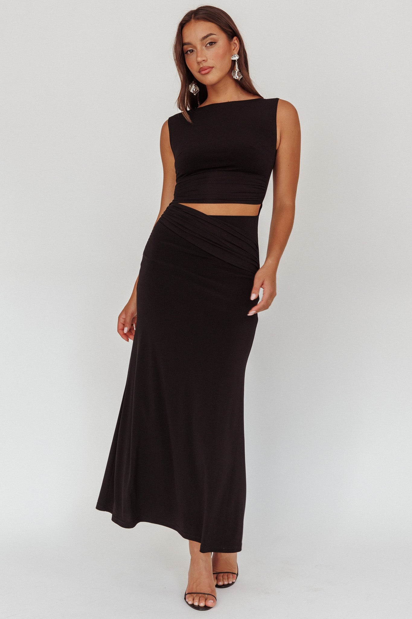 Costa Cut-Out Waist Maxi Dress Black