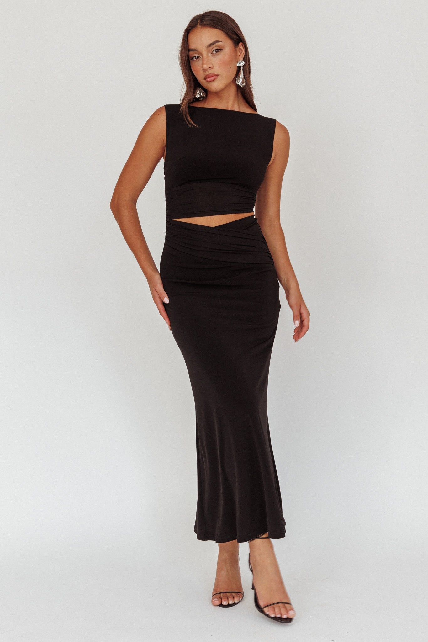Costa Cut-Out Waist Maxi Dress Black