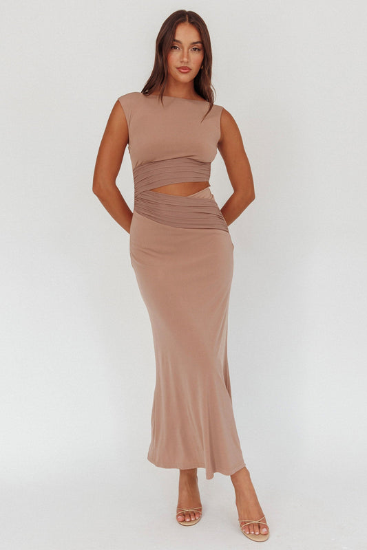 Costa Cut-Out Waist Maxi Dress Ecru