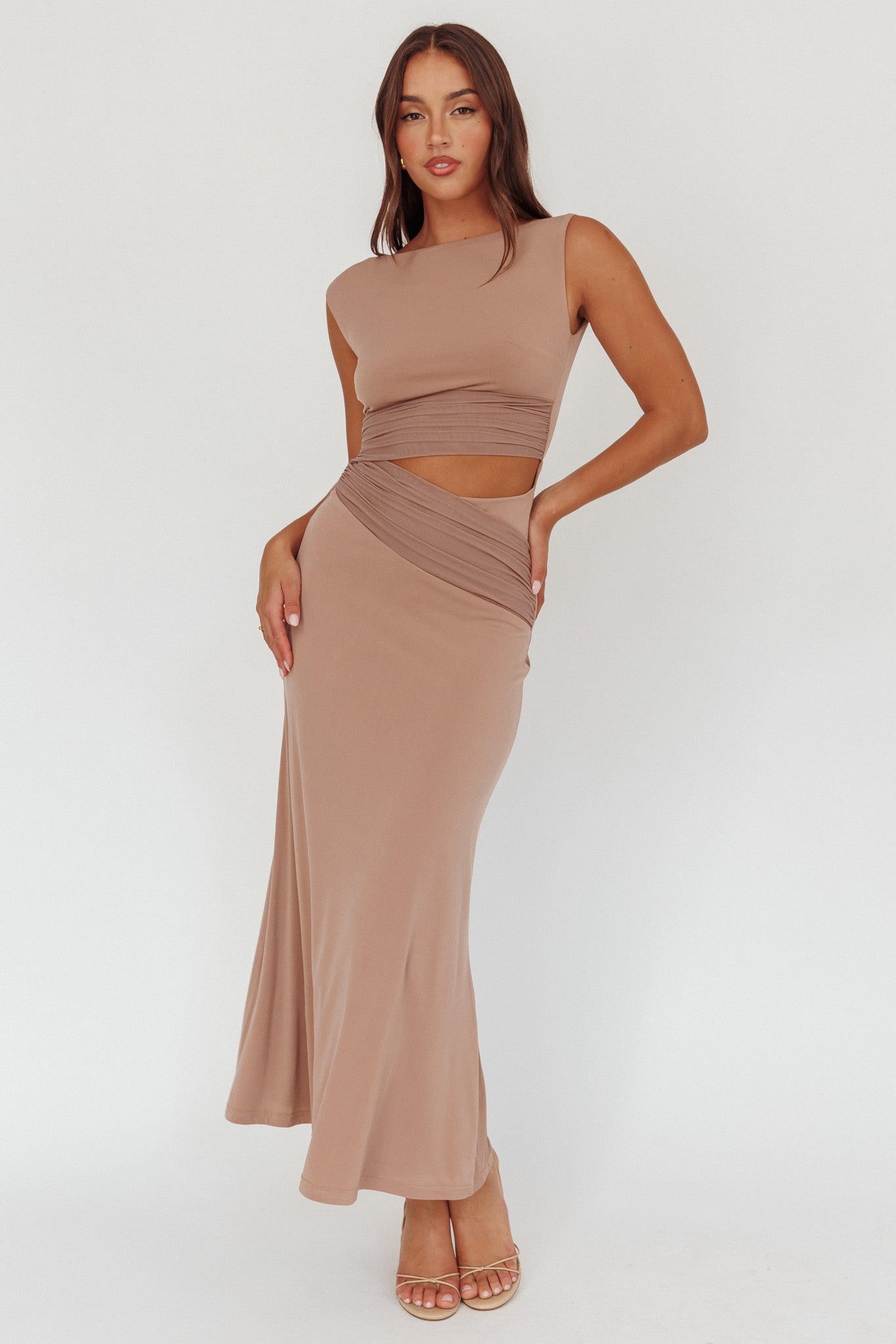Costa Cut-Out Waist Maxi Dress Ecru