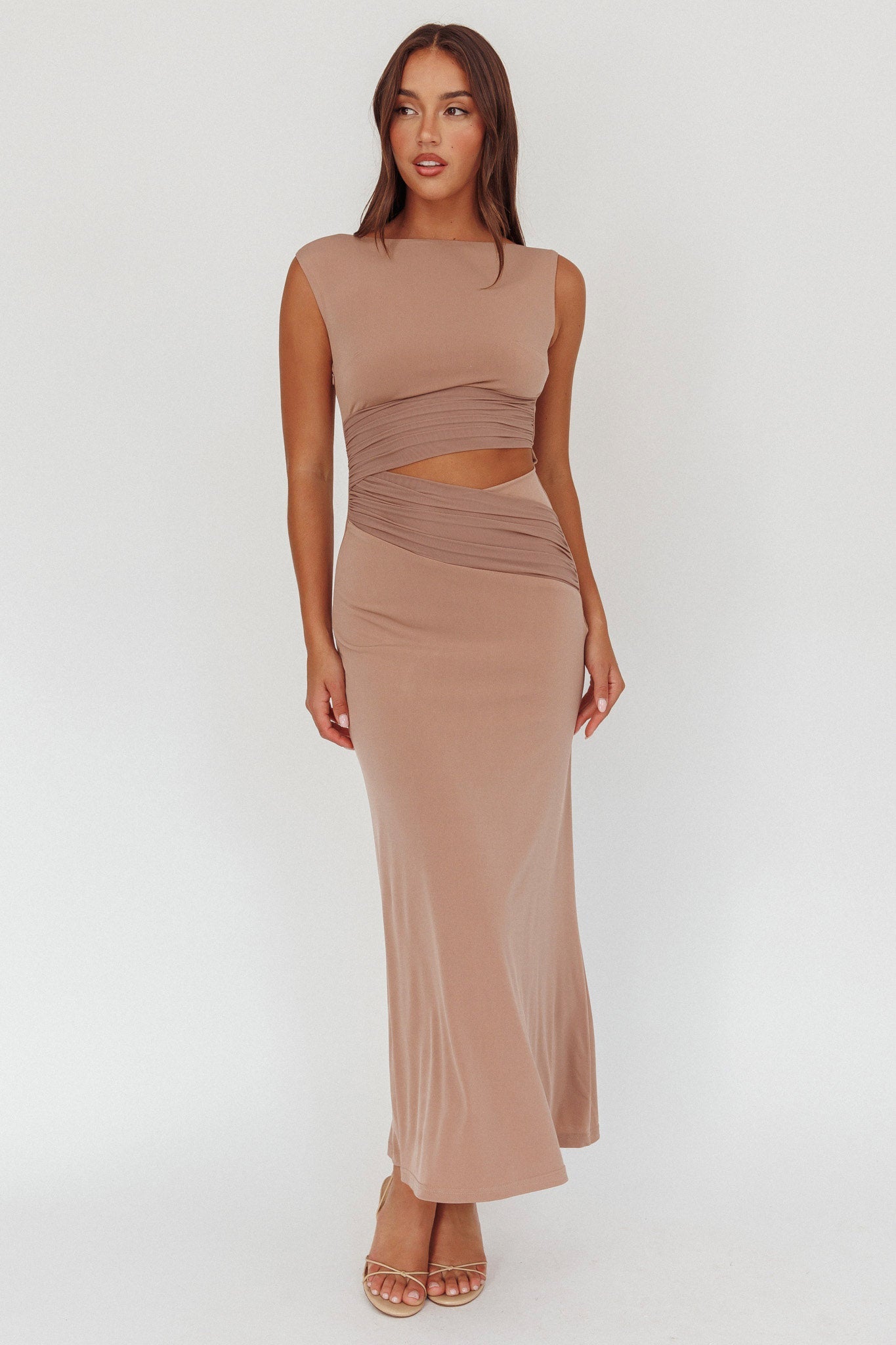 Costa Cut-Out Waist Maxi Dress Ecru