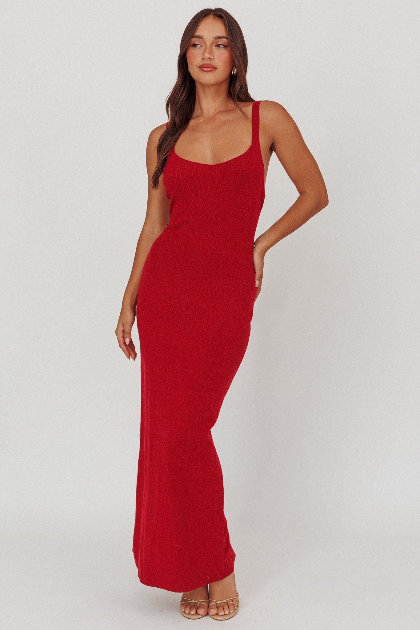 Fall Moon Cut-Out Back Maxi Dress Cherry