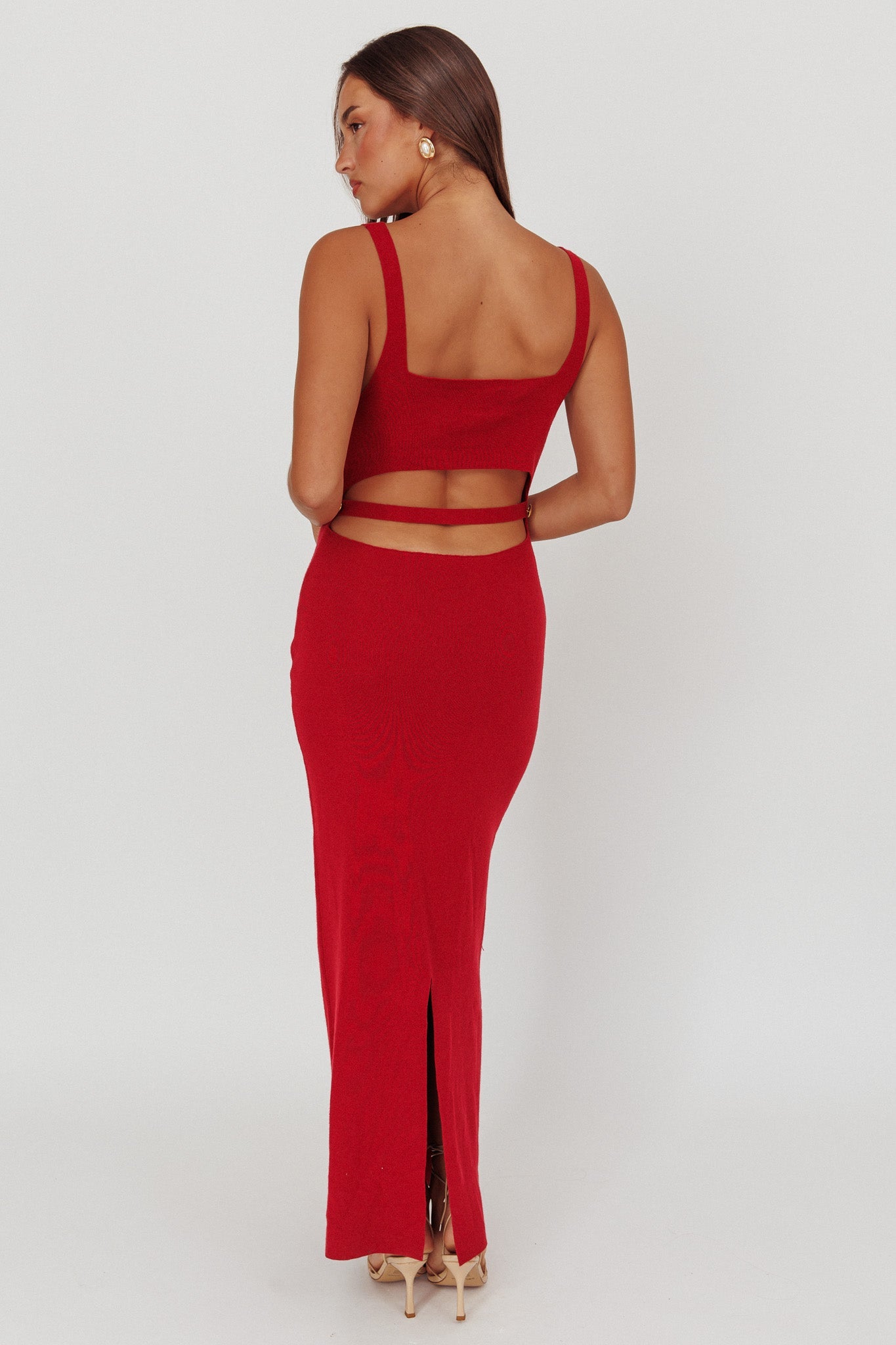 Fall Moon Cut-Out Back Maxi Dress Cherry