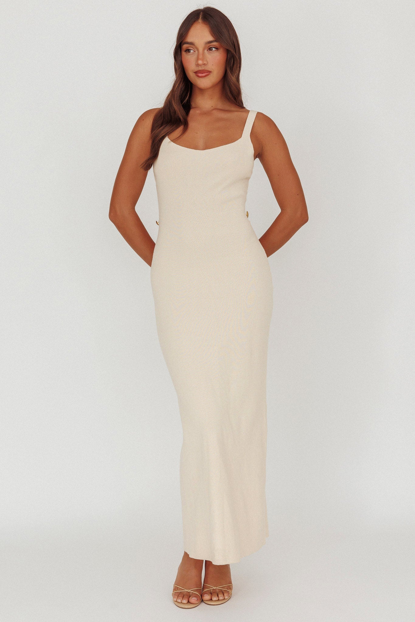 Fall Moon Cut-Out Back Maxi Dress Ivory
