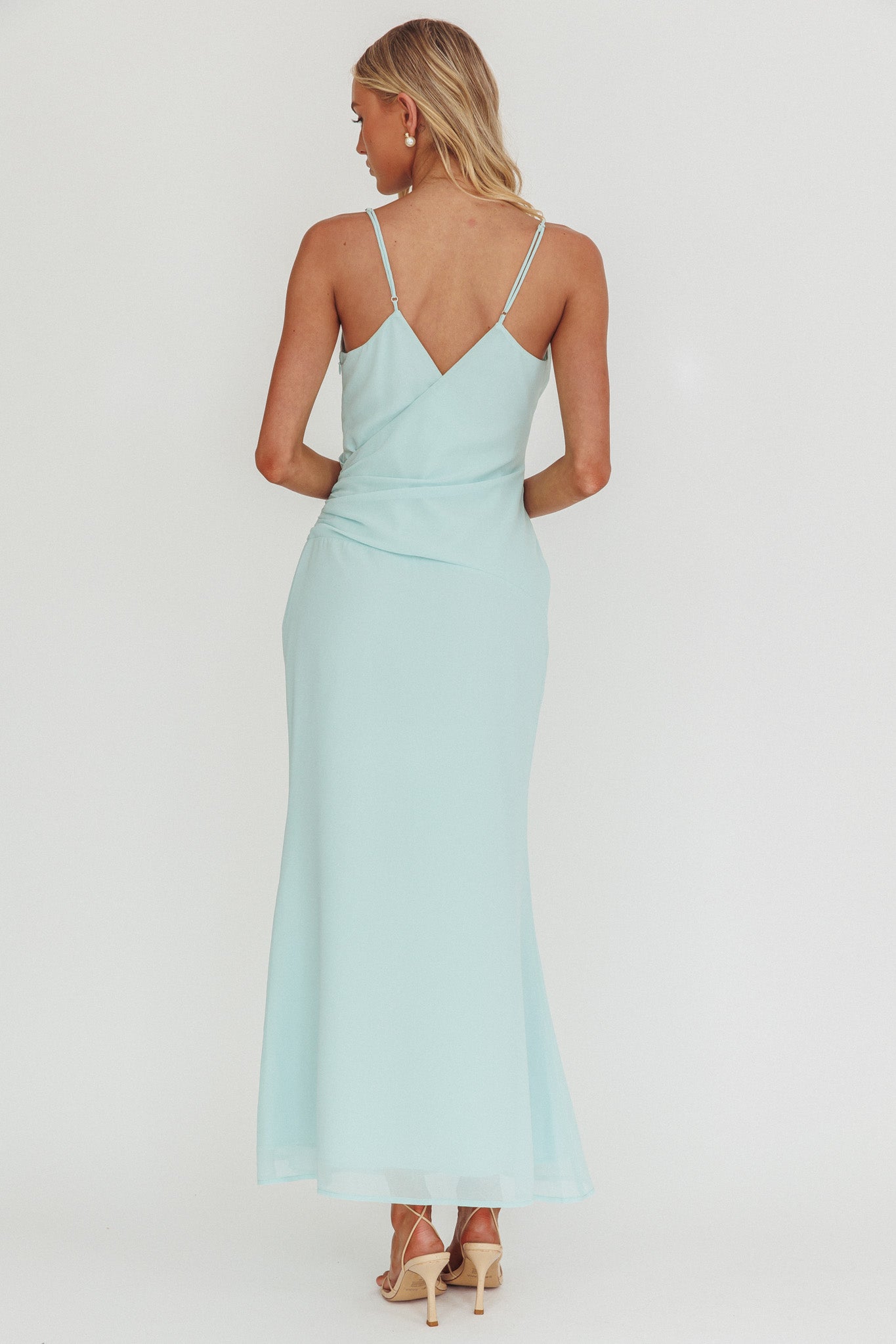 Lexxi Crossover Gathered Waist Maxi Dress Tiffany Blue