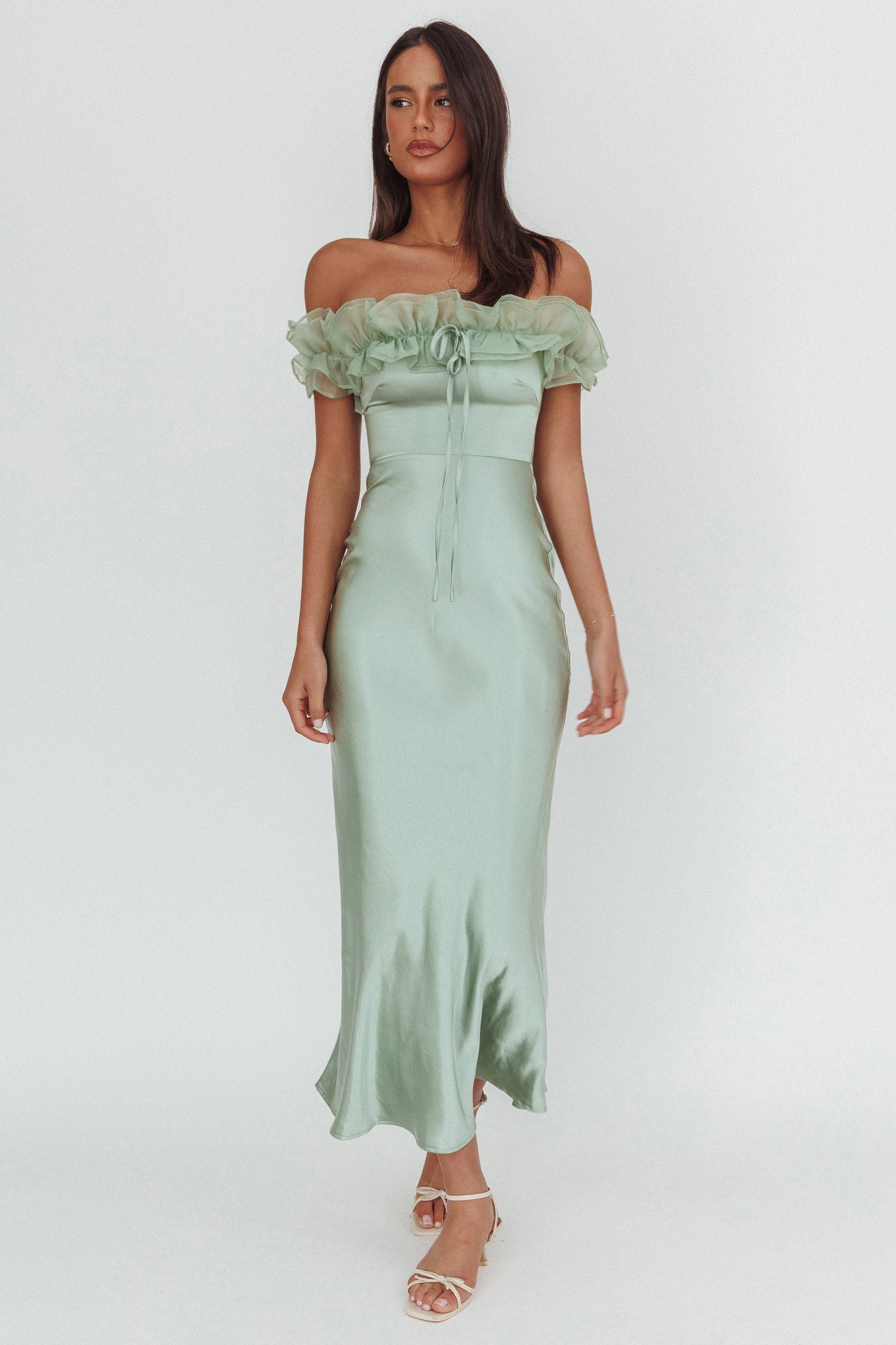 Summerfield Off-Shoulder Maxi Dress Pistachio