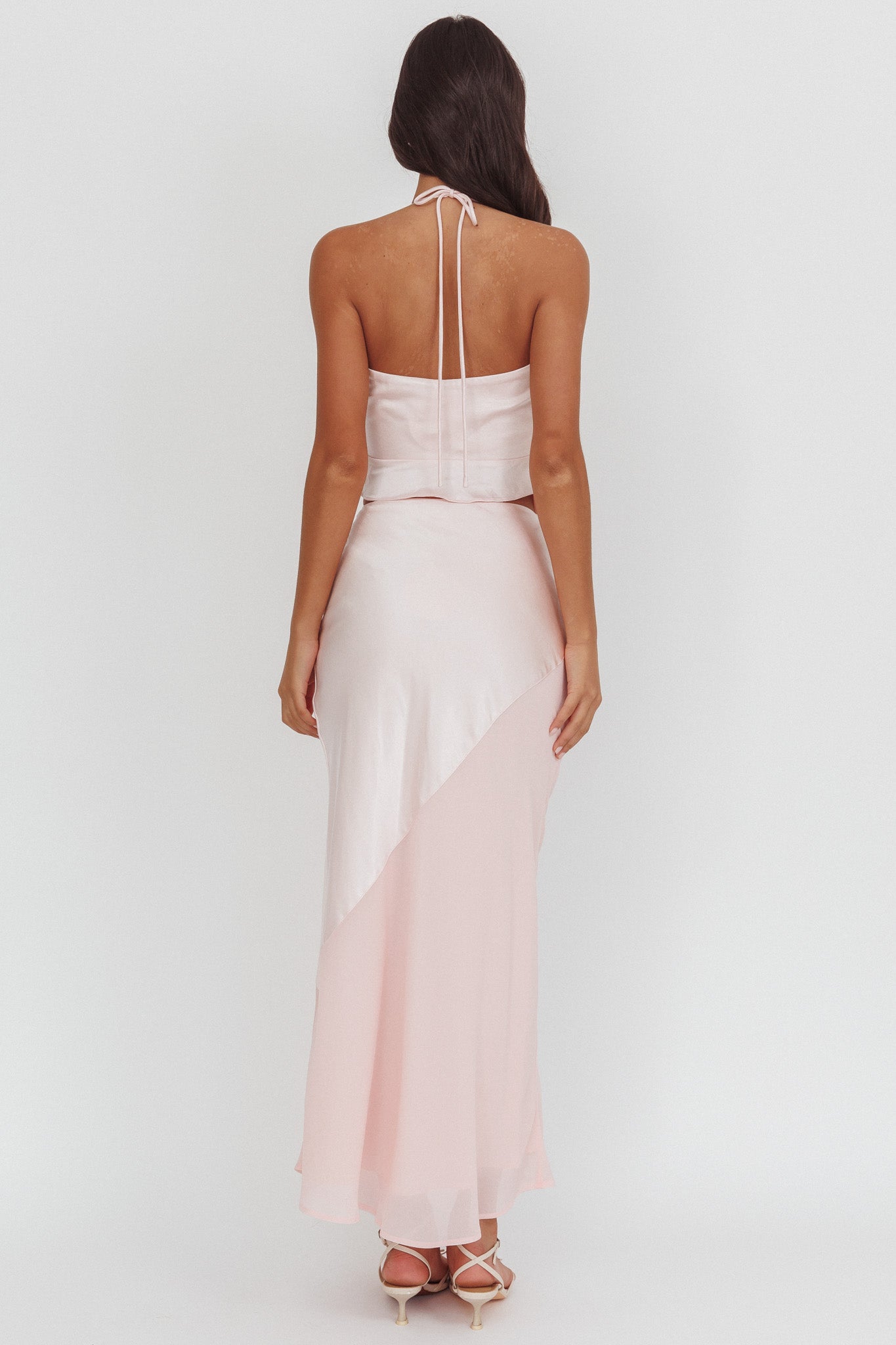 Easy Love Asymmetric Hem Halter Top Pink