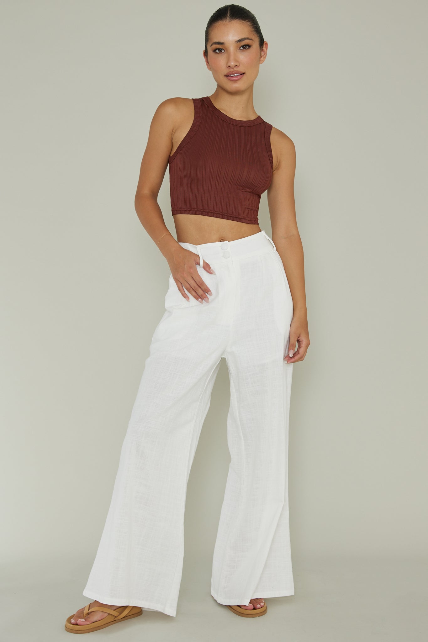 Seeker Ribbed Crop Top Mocha