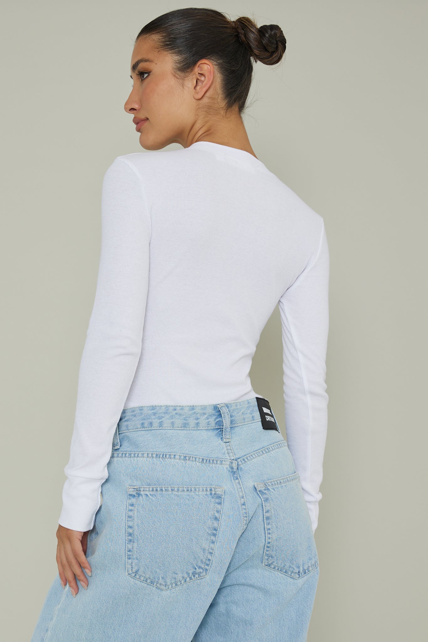 Henley Snap Front Bodysuit White