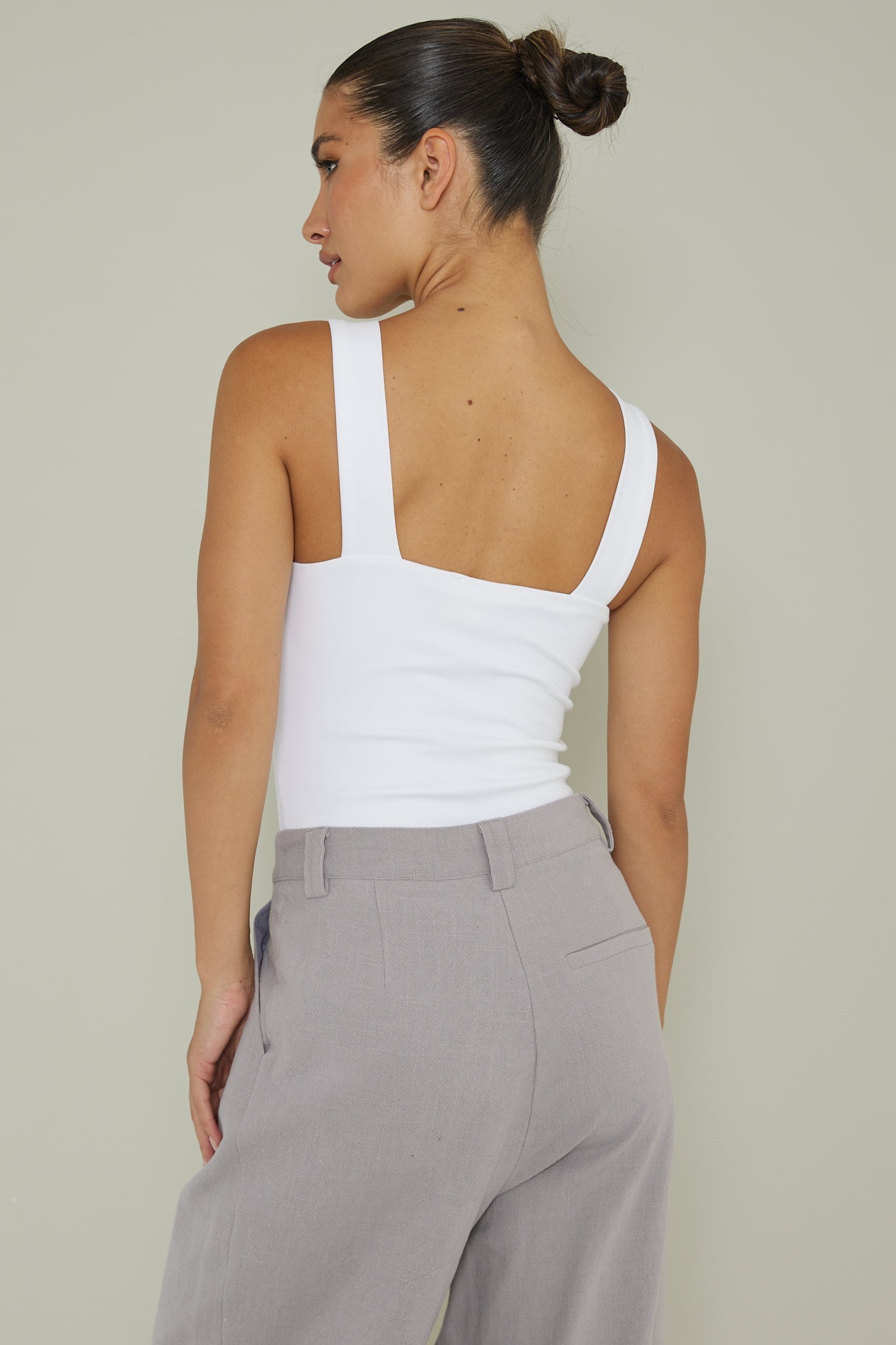 High Time Square Neckline Leotard White