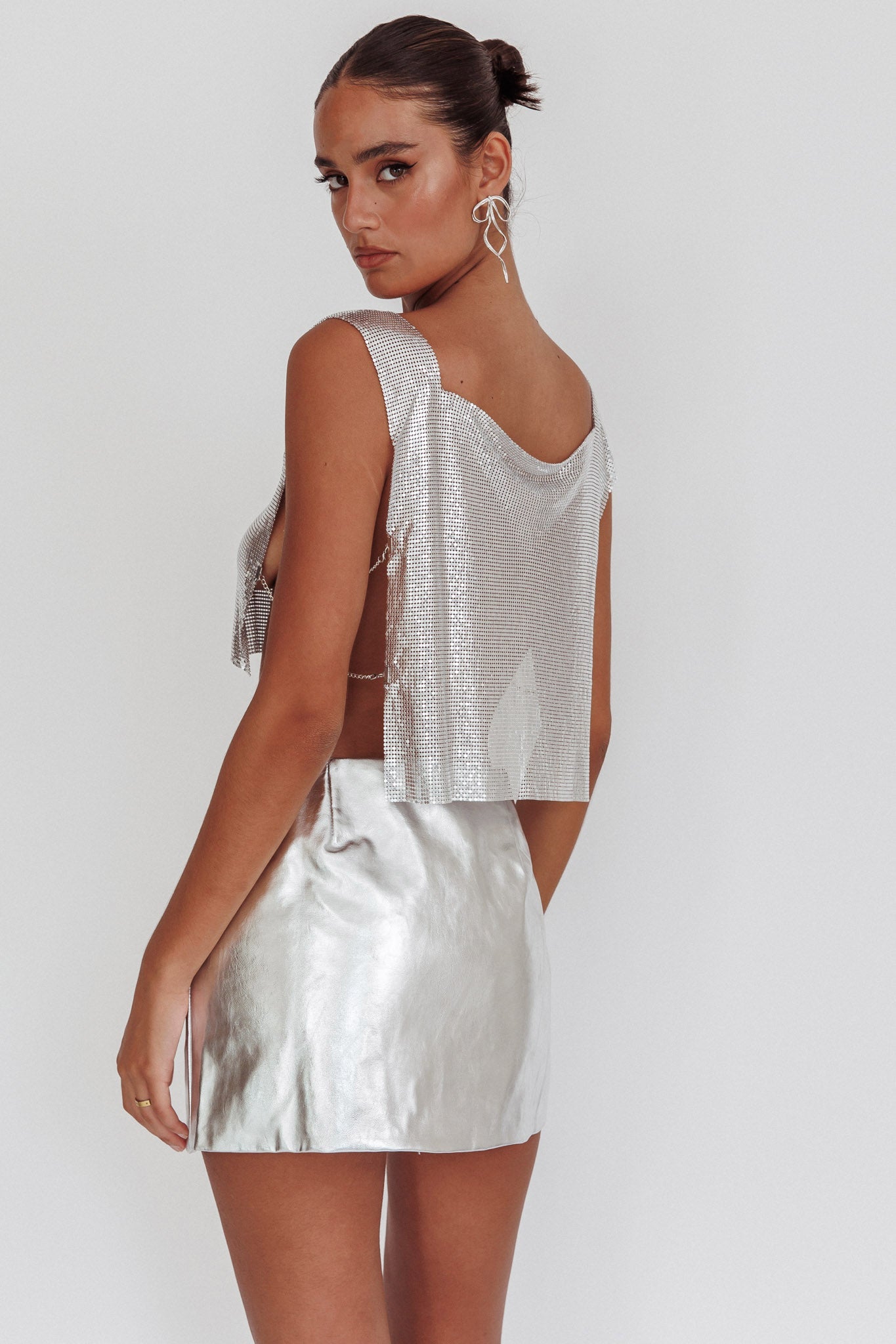 Breakdance Metal Mesh Top Silver