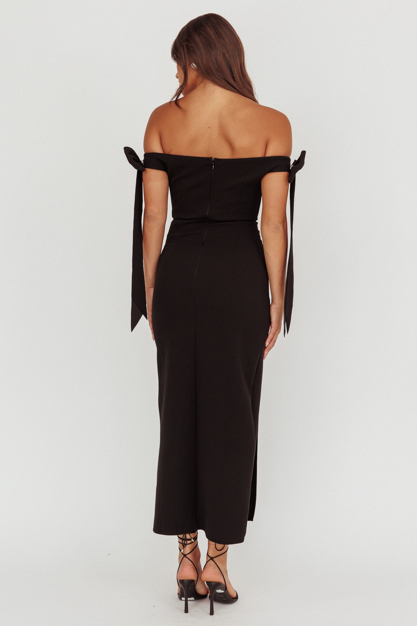 Have Faith Off-Shoulder Bow Sleeve Maxi Dress Black