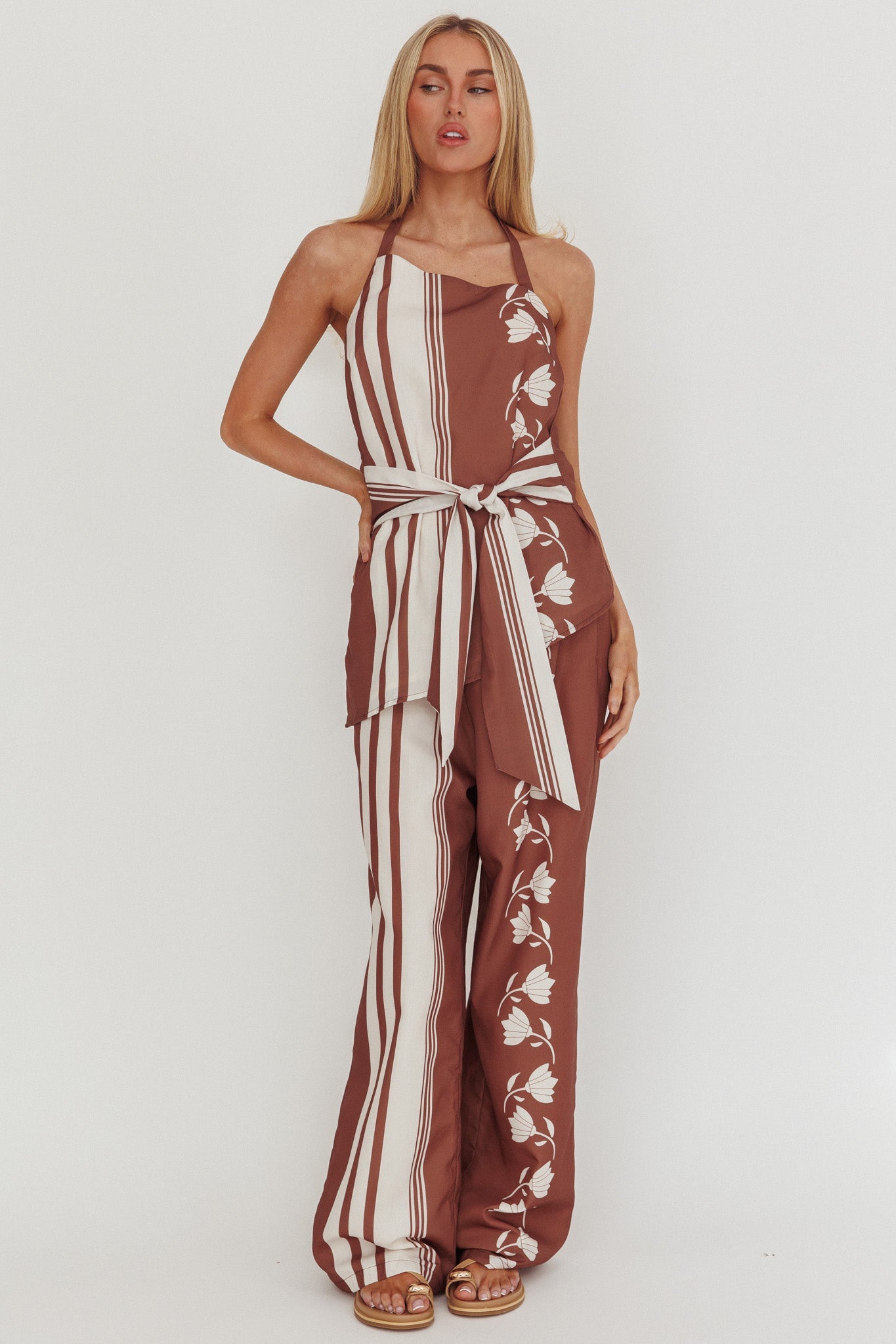 Eniola Asymmetric Neckline Halter Top Palma