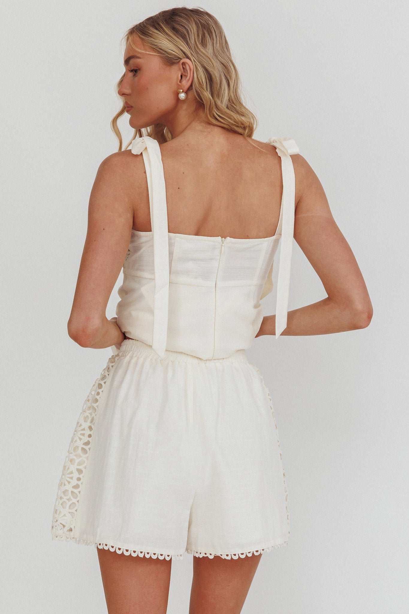 Baybreeze Lace Applique Shorts White