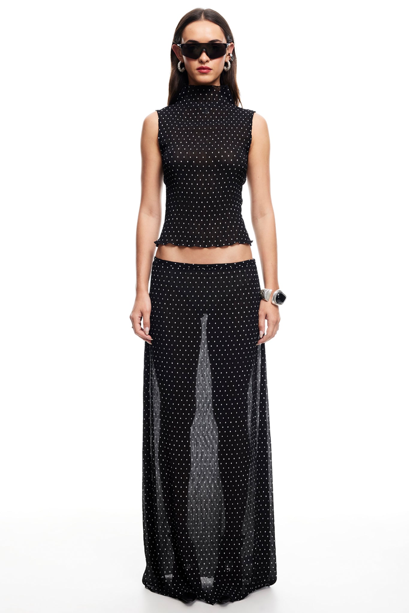 LIONESS Ford Maxi Skirt Onyx Polka
