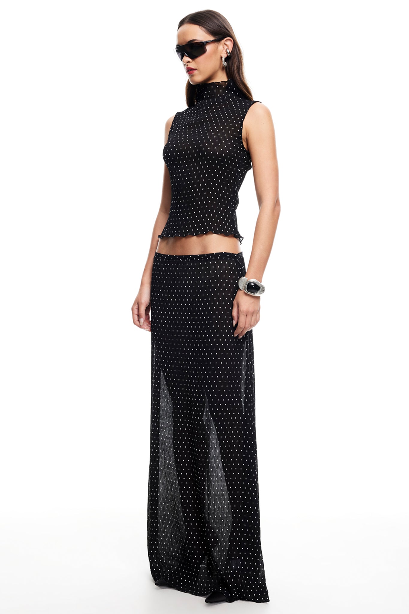 LIONESS Ford Maxi Skirt Onyx Polka