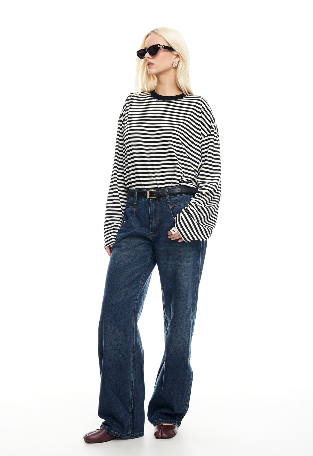 LIONESS Bloom Long Sleeve Onyx Stripe