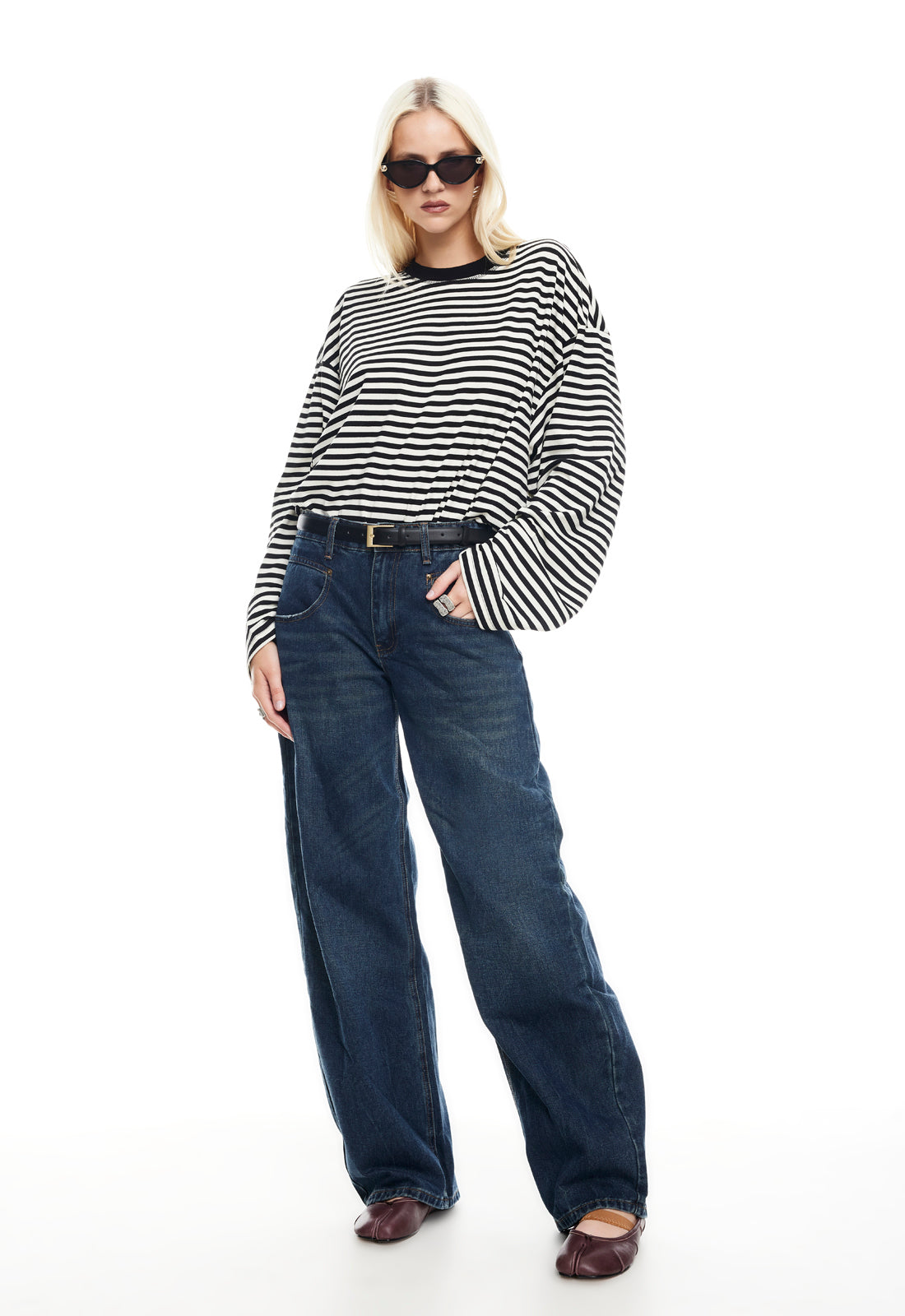 LIONESS Bloom Long Sleeve Onyx Stripe