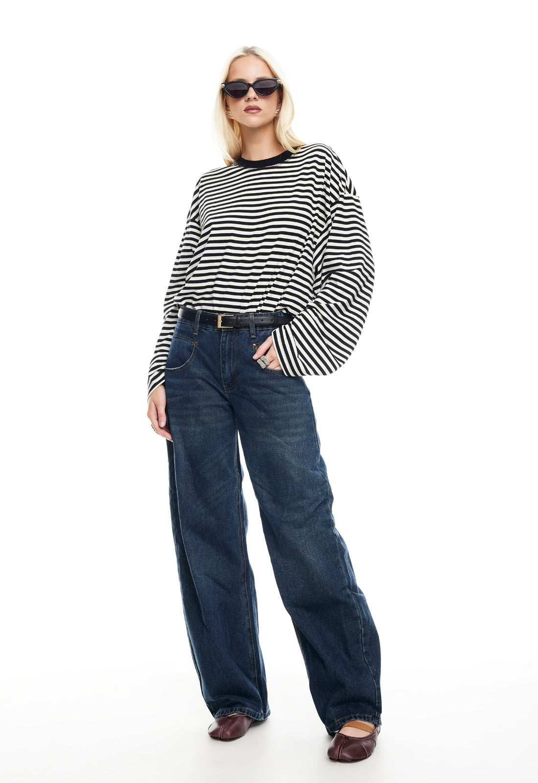LIONESS Bloom Long Sleeve Onyx Stripe