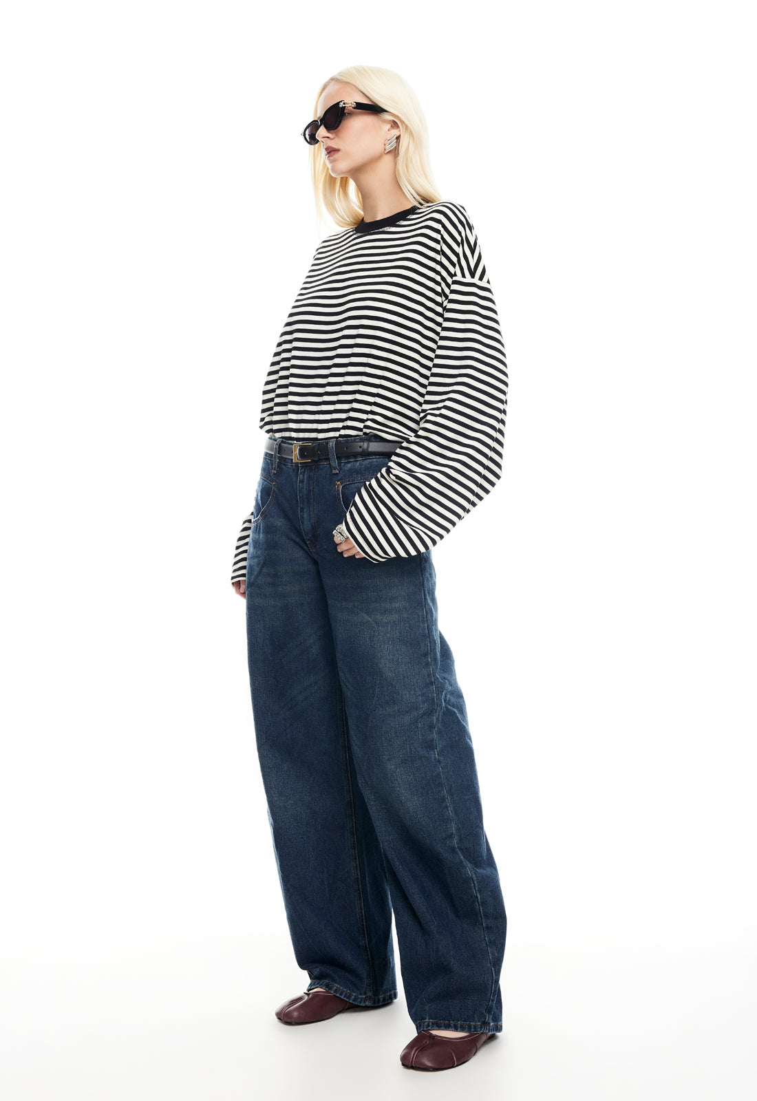 LIONESS Bloom Long Sleeve Onyx Stripe